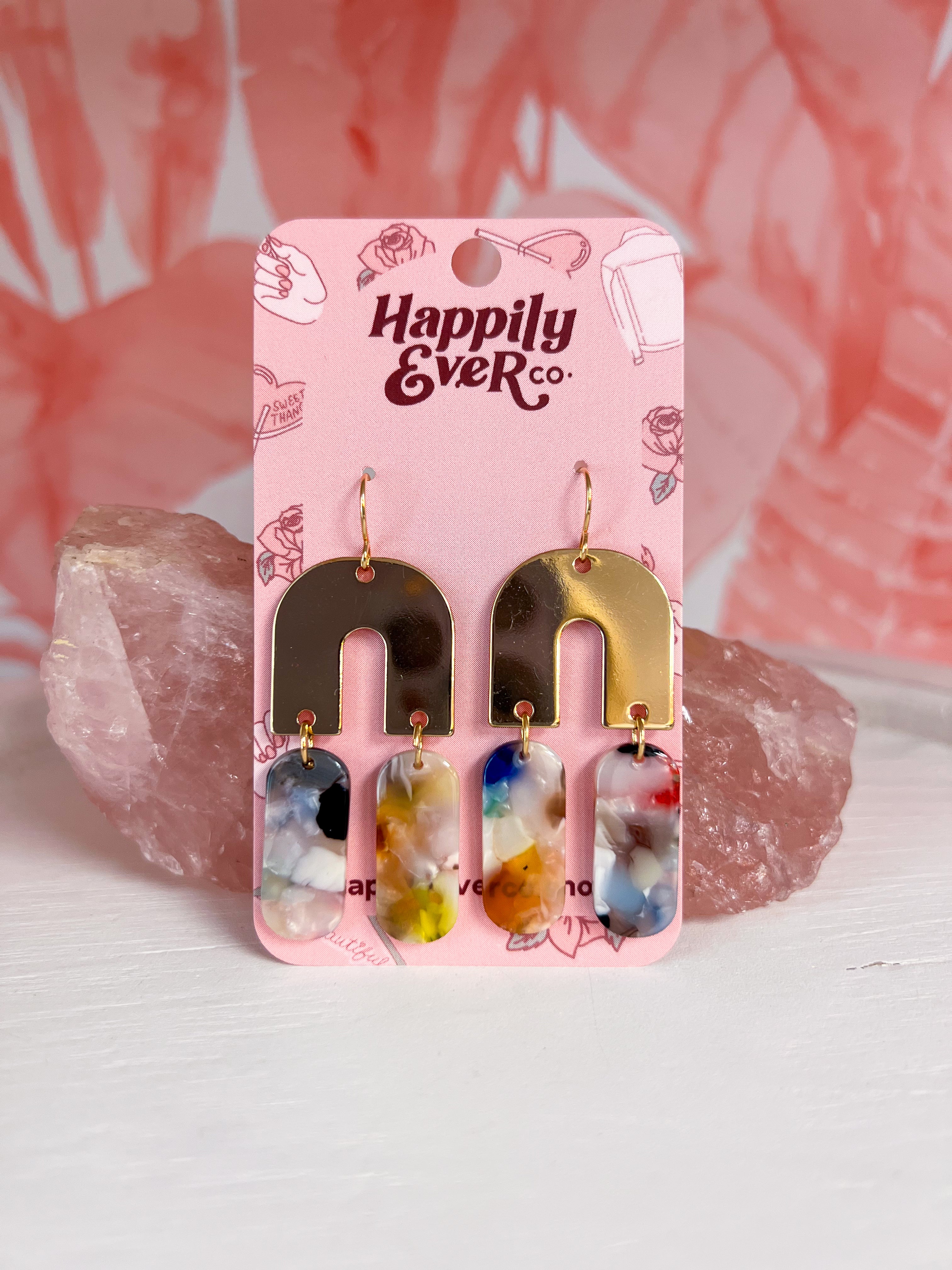 U Shape Acrylic & Metal  Earrings *Final Sale*