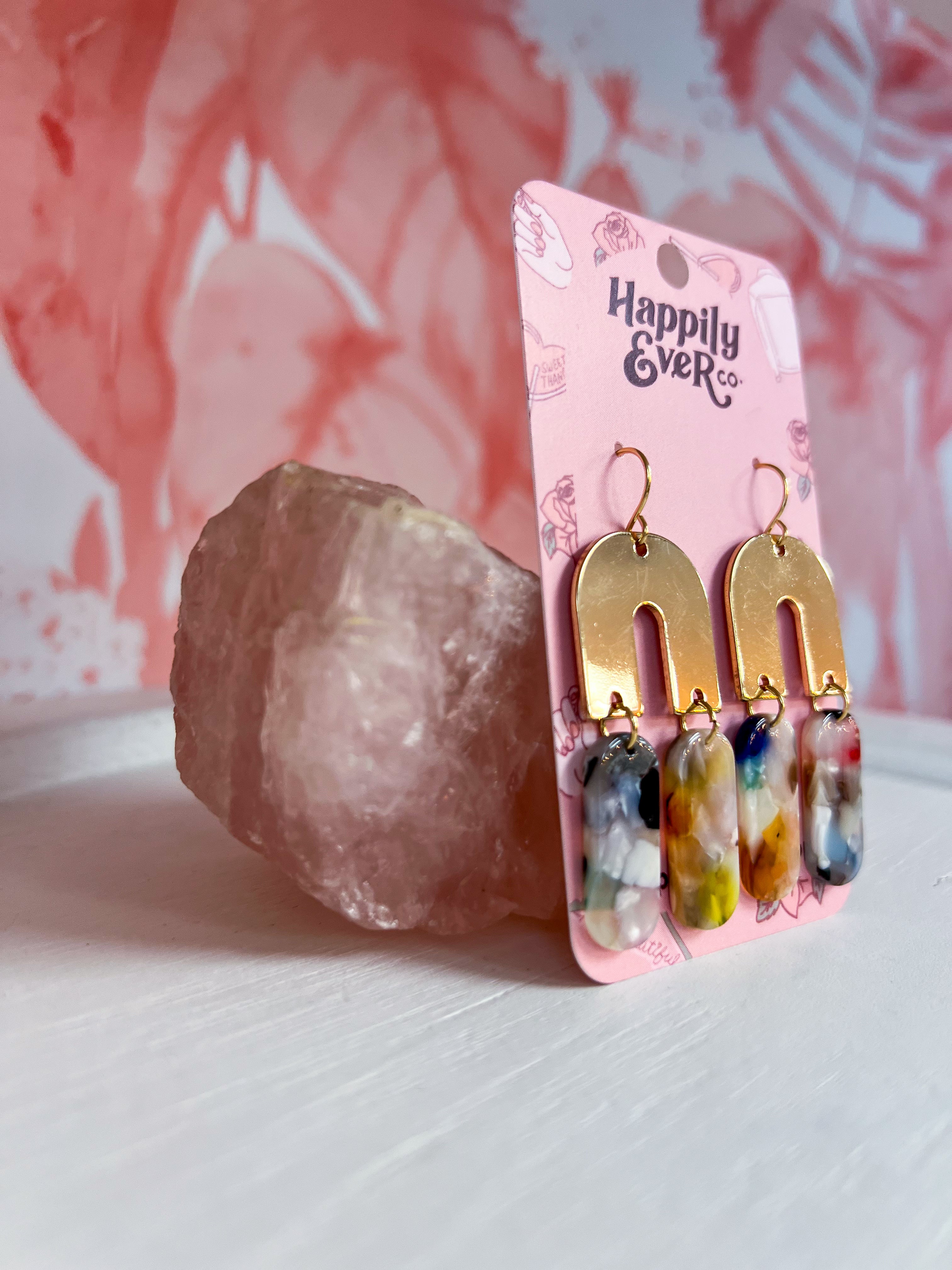 U Shape Acrylic & Metal  Earrings *Final Sale*