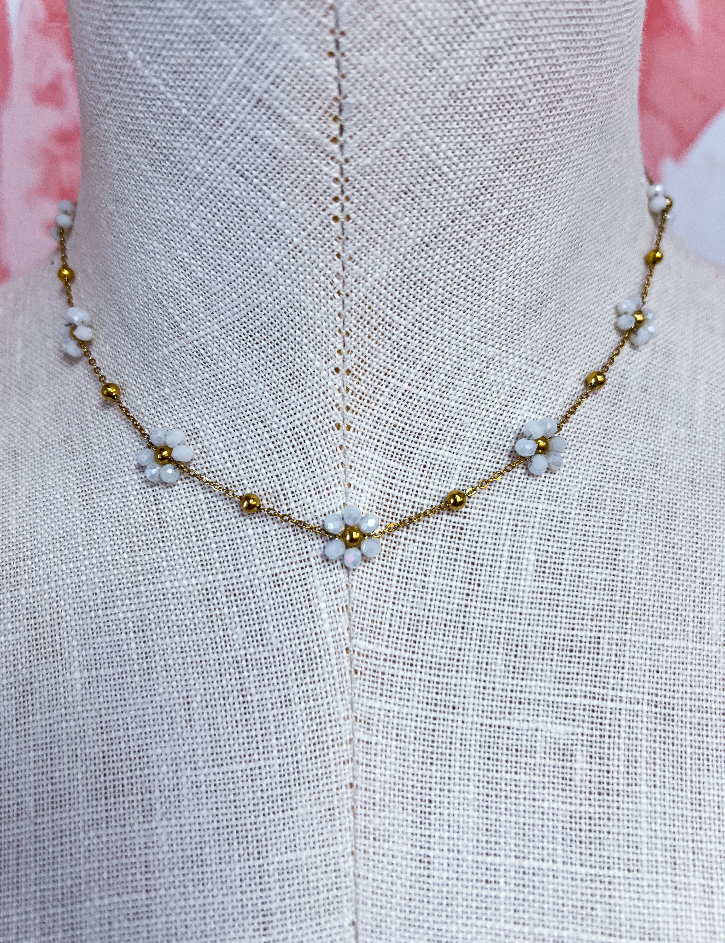 Multi-Beaded Flower Charm Necklace *Final Sale*