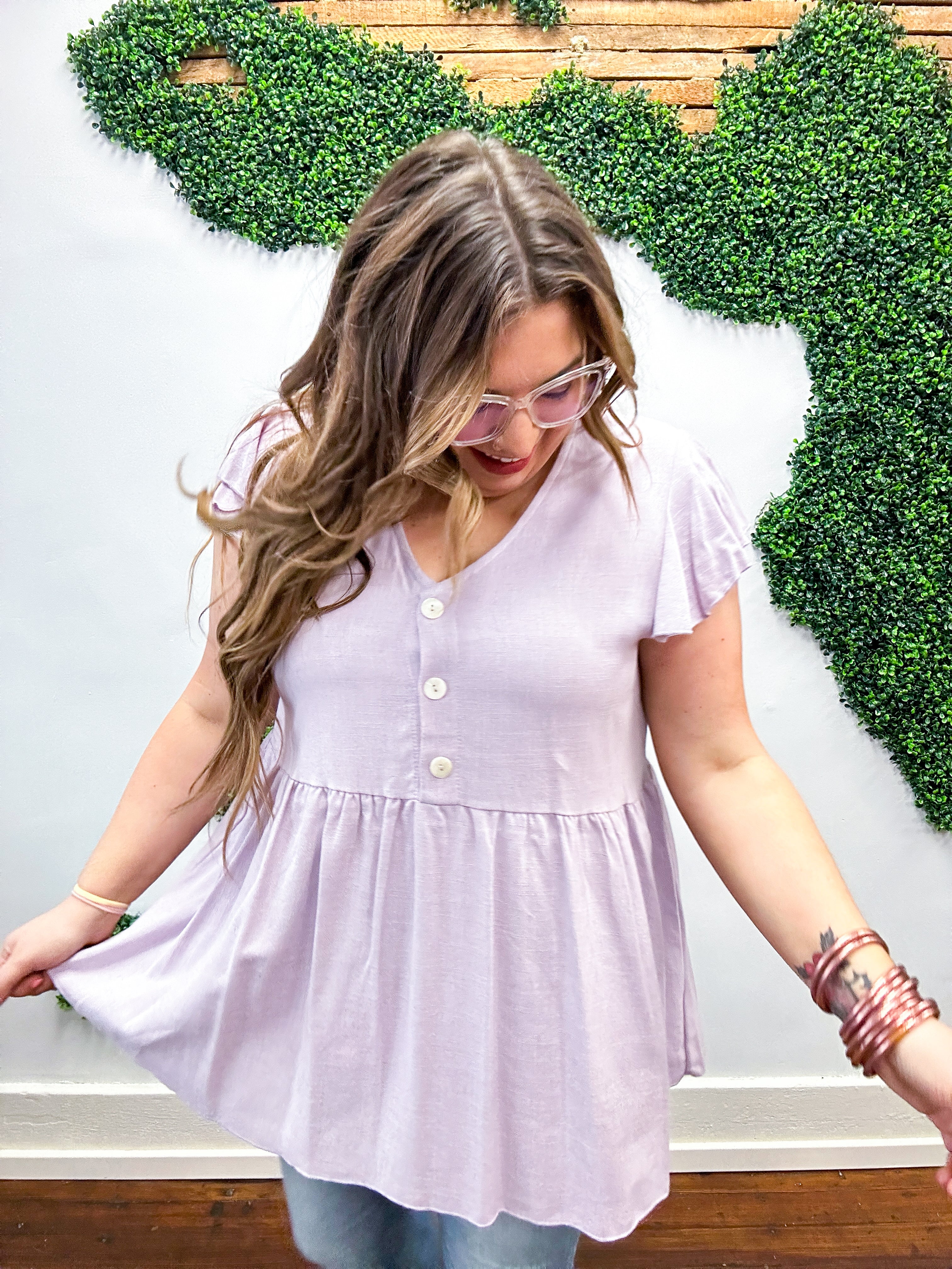 Hello Gorgeous Linen Top - Lavender *FINAL SALE* SMALL ONLY!*