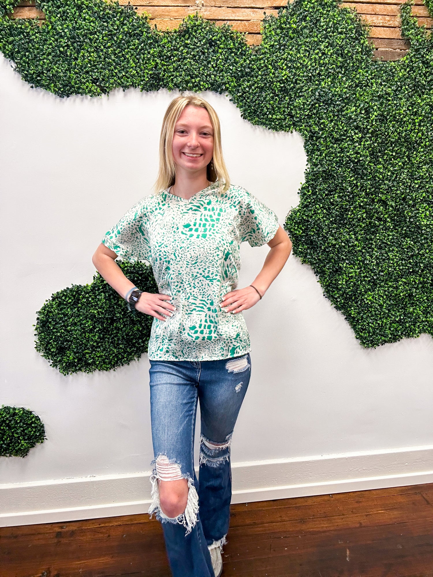 Before Everything Else Animal Print Top - Green *FINAL SALE*