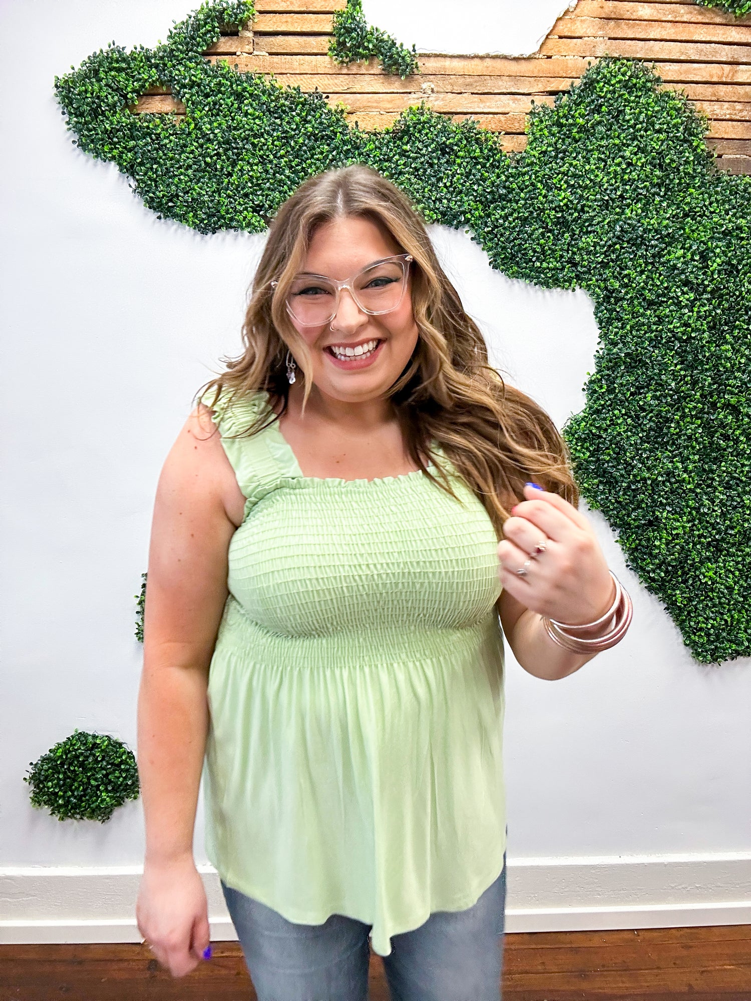 Emily Smocked Tank - Sage *FINAL SALE* 2X ONLY!*