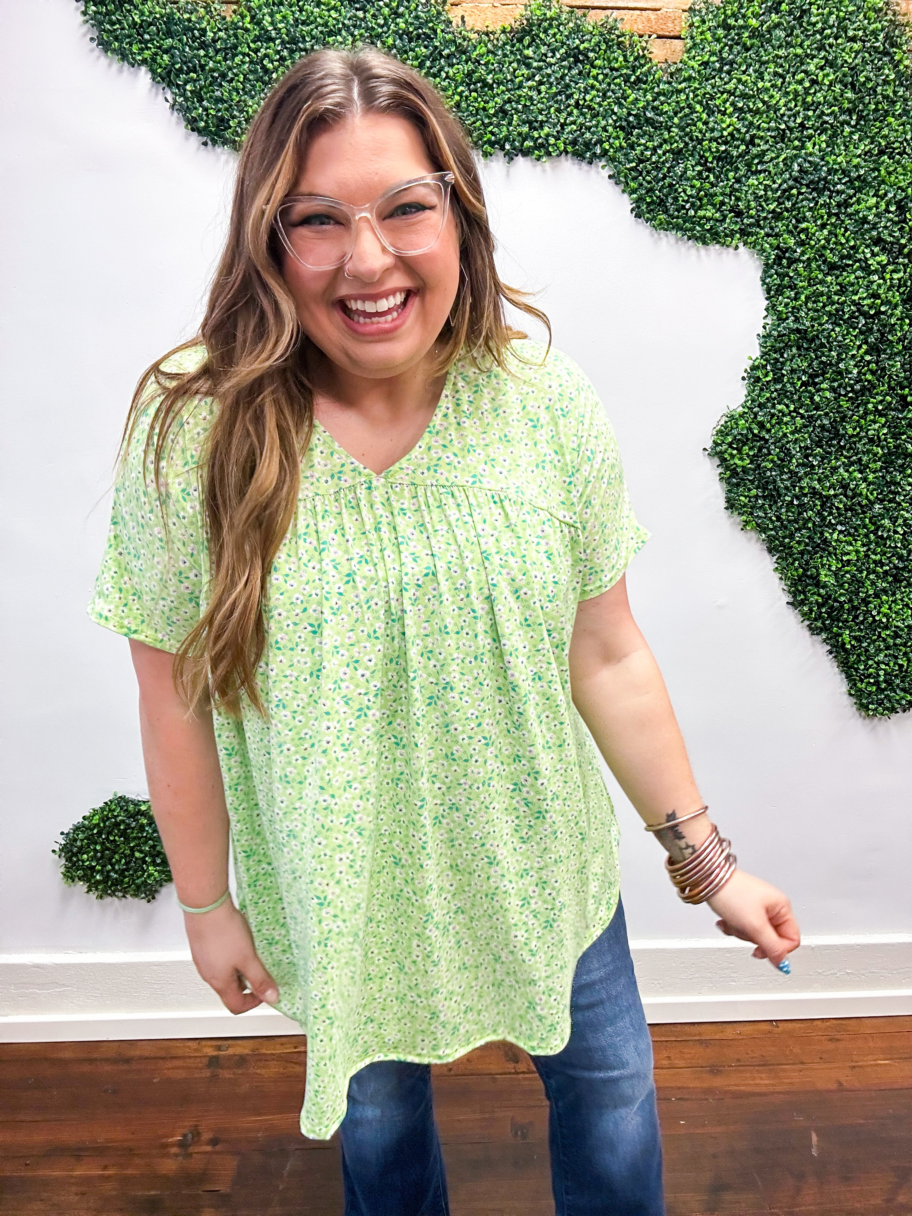 Lydia Flowy Floral Top - Lime *FINAL SALE* SMALL ONLY!