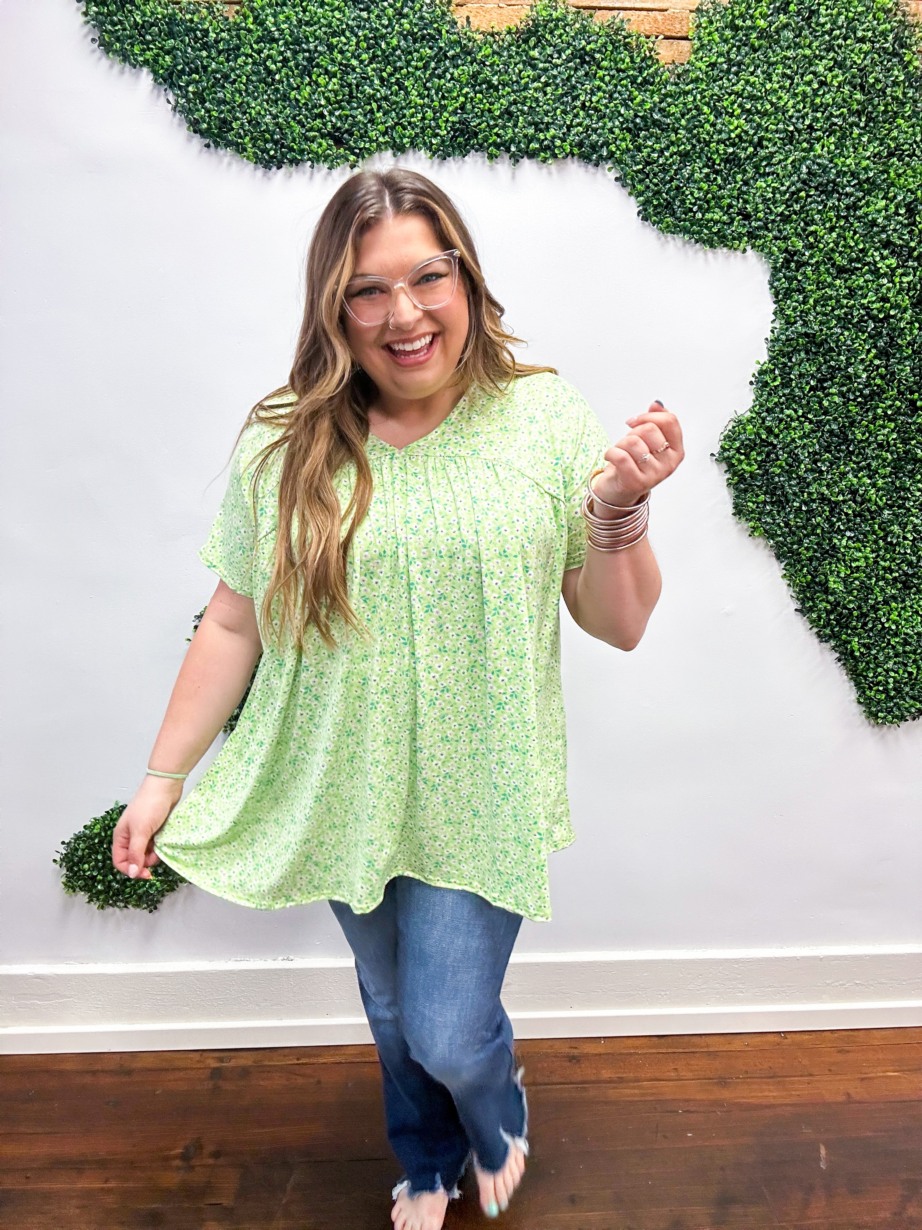 Lydia Flowy Floral Top - Lime *FINAL SALE* SMALL ONLY!