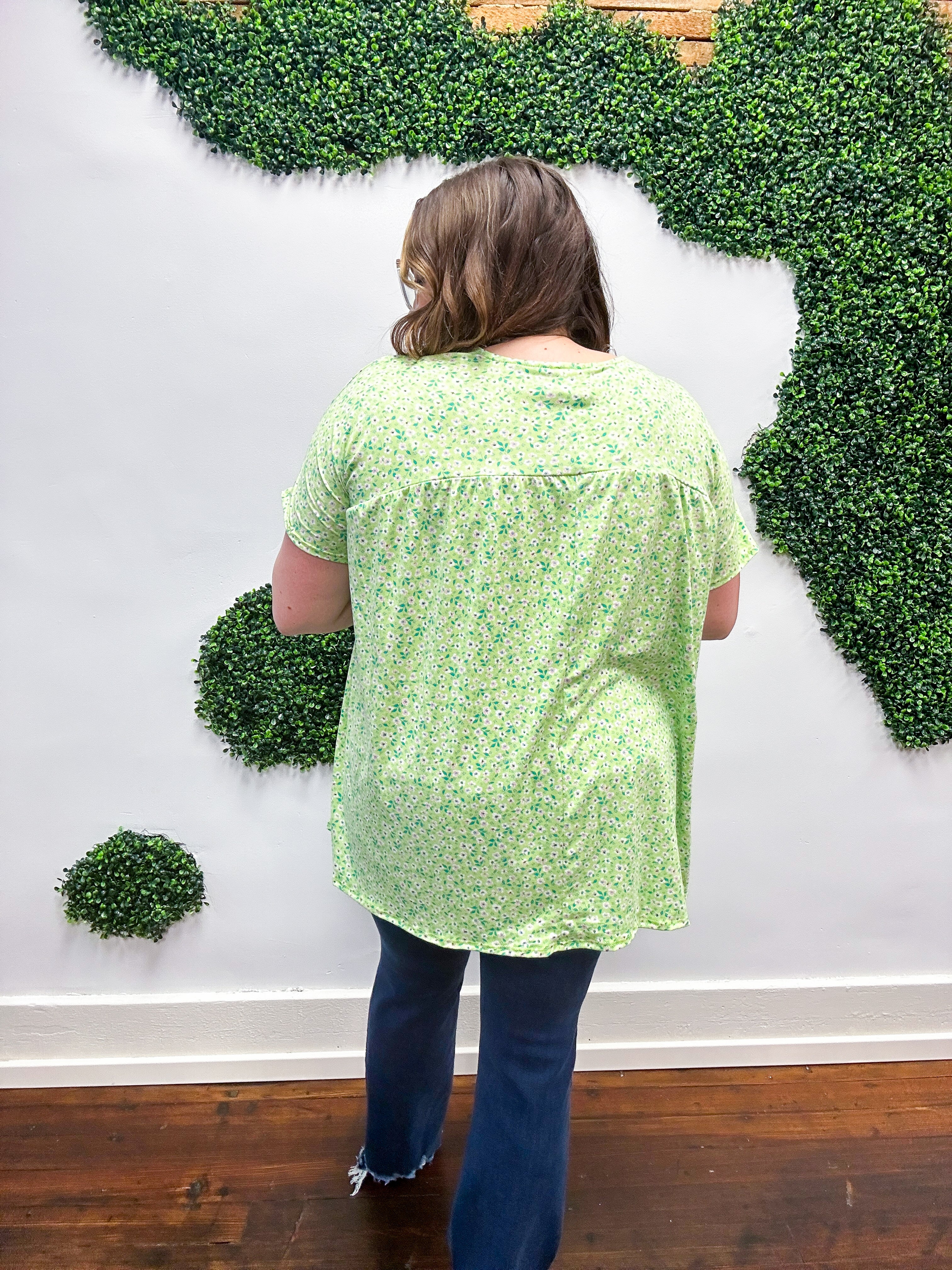 Lydia Flowy Floral Top - Lime *FINAL SALE* SMALL ONLY!