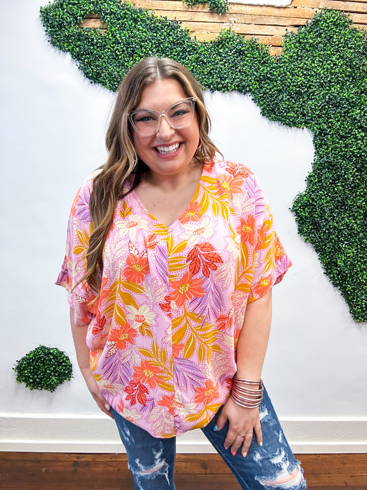 Lilac Tropical Floral Print Woven Top