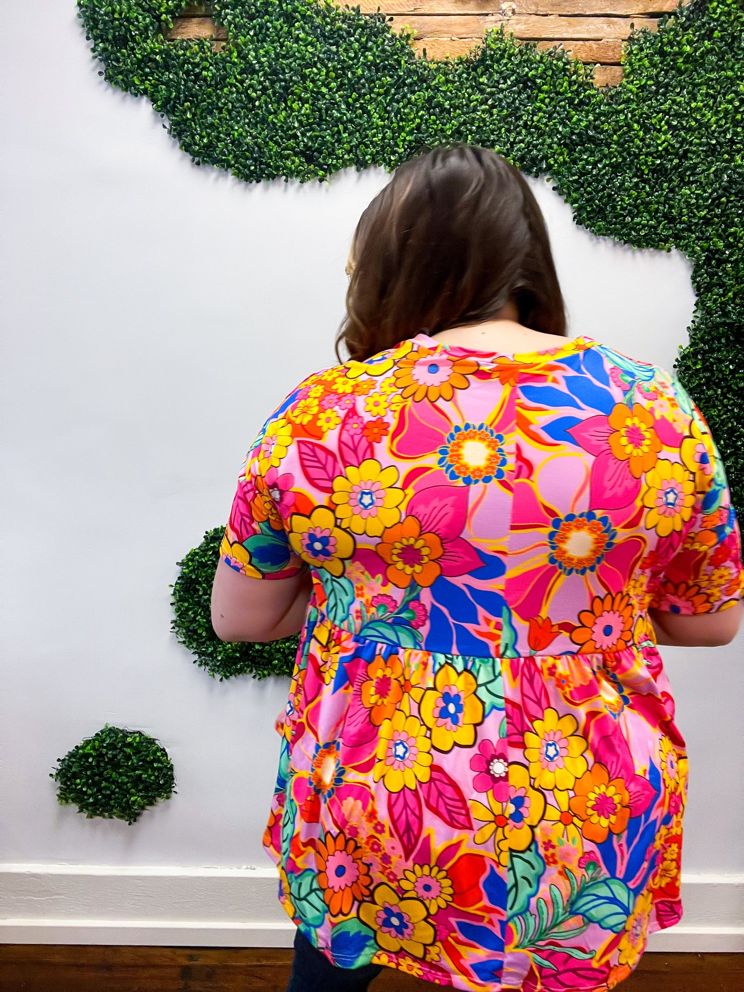 Vibrant Multicolor Drop Shoulder Floral Babydoll Top