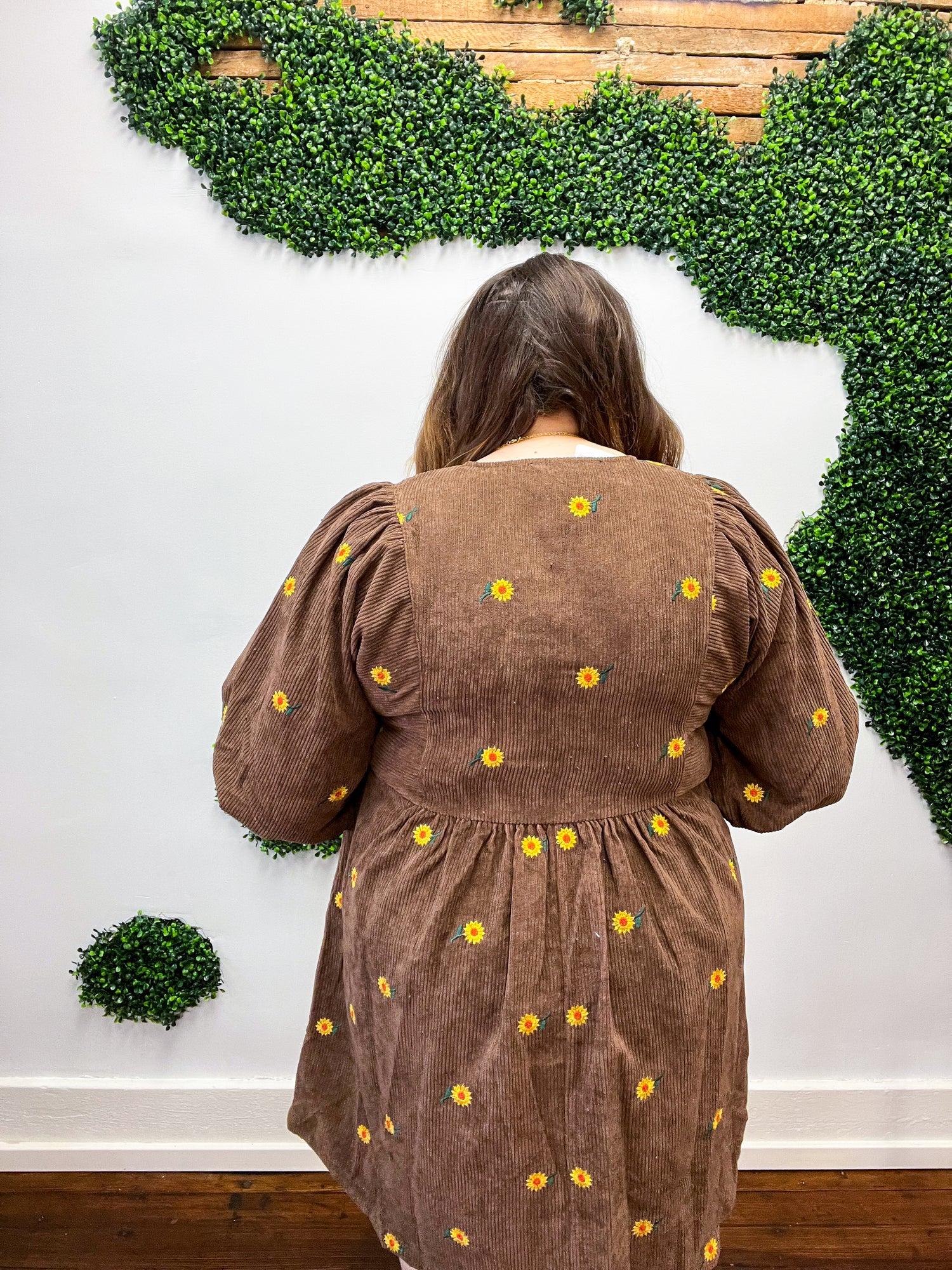 Stand Out Sunflower Embroidered Dress - Mocha
