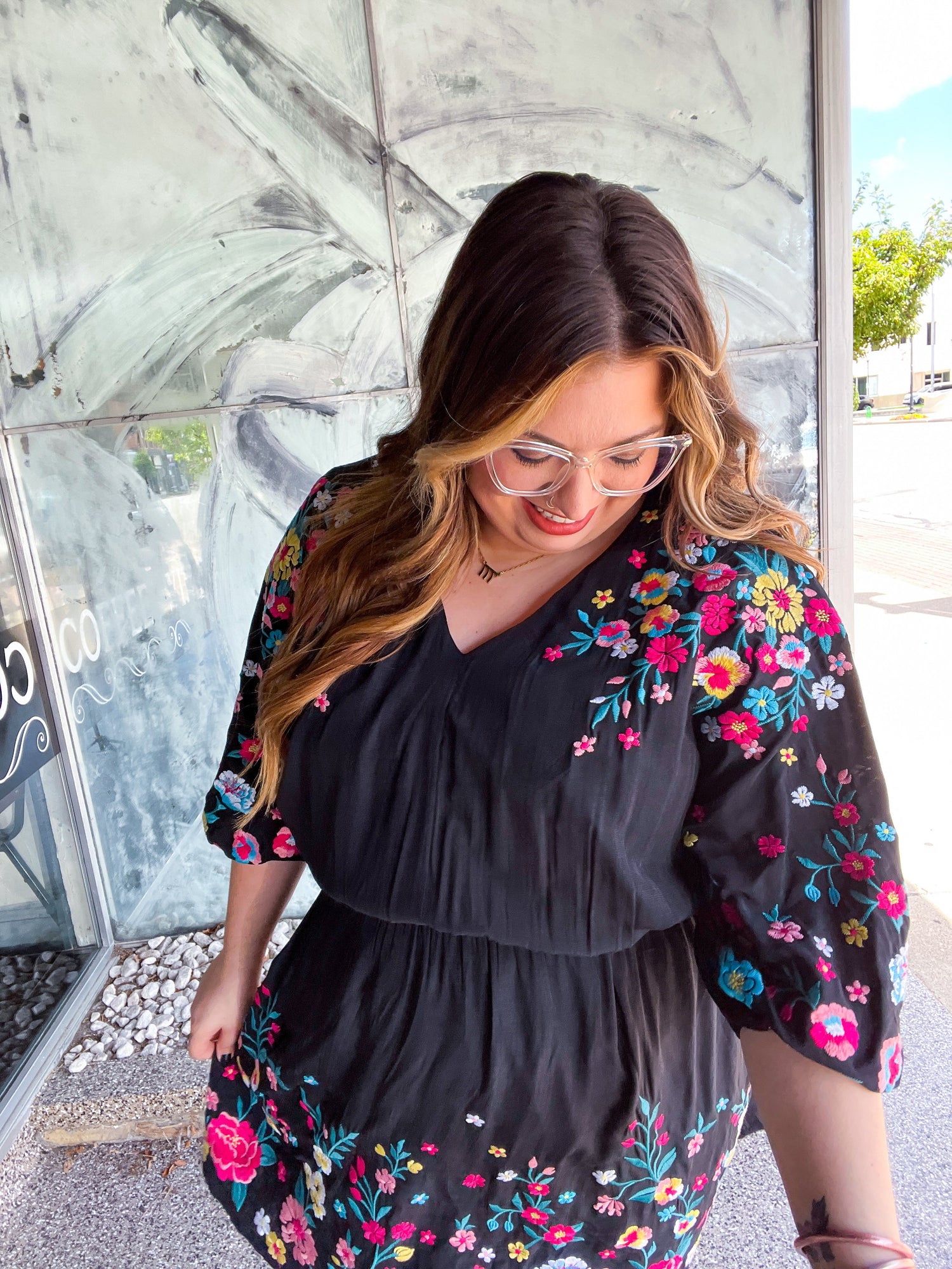 Happy To See You Floral Embroidered Savanna Jane Dress *FINAL SALE* 1X ONLY!*