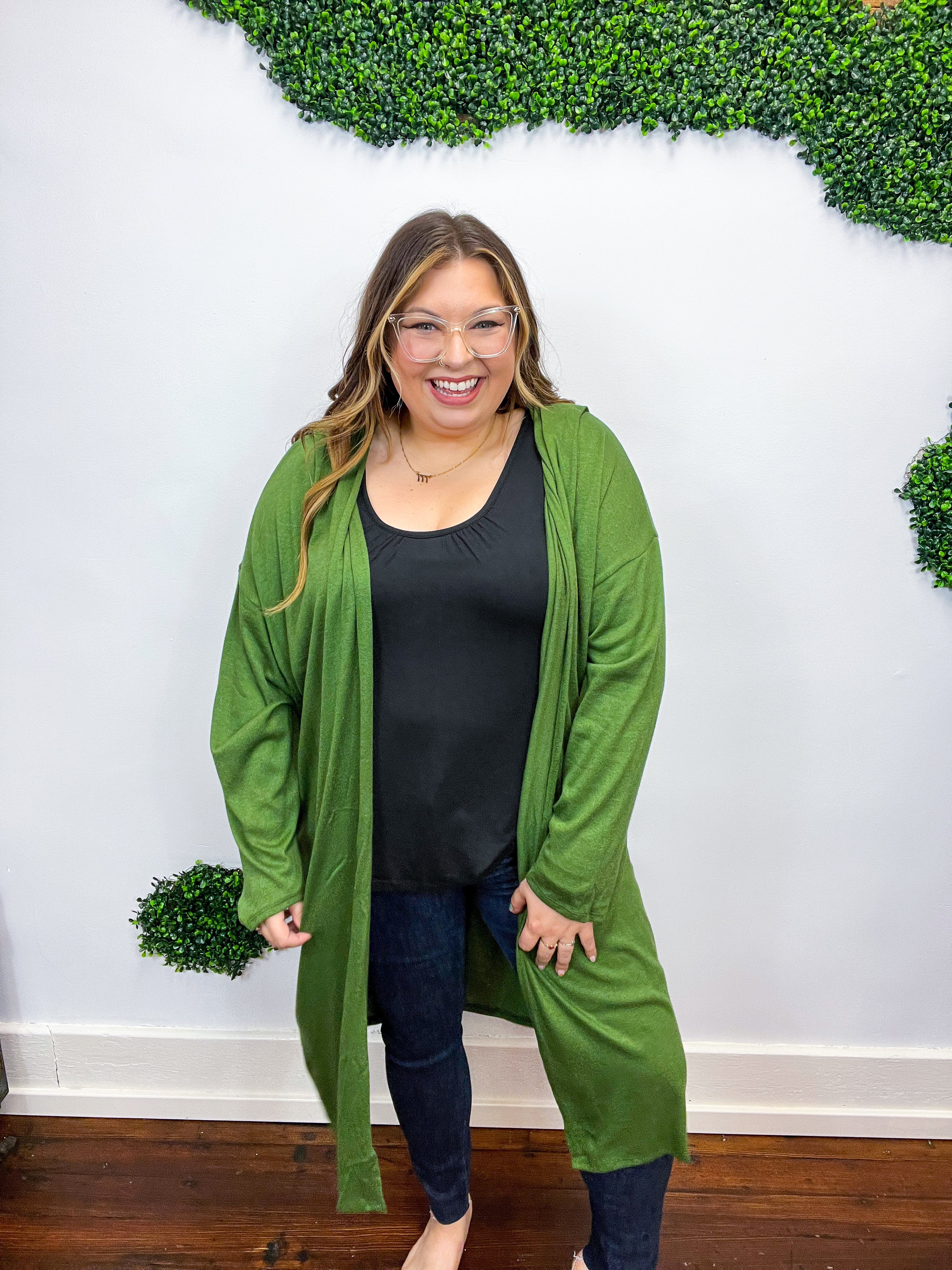 Over The Moon Olive Hacci Long Cardigan