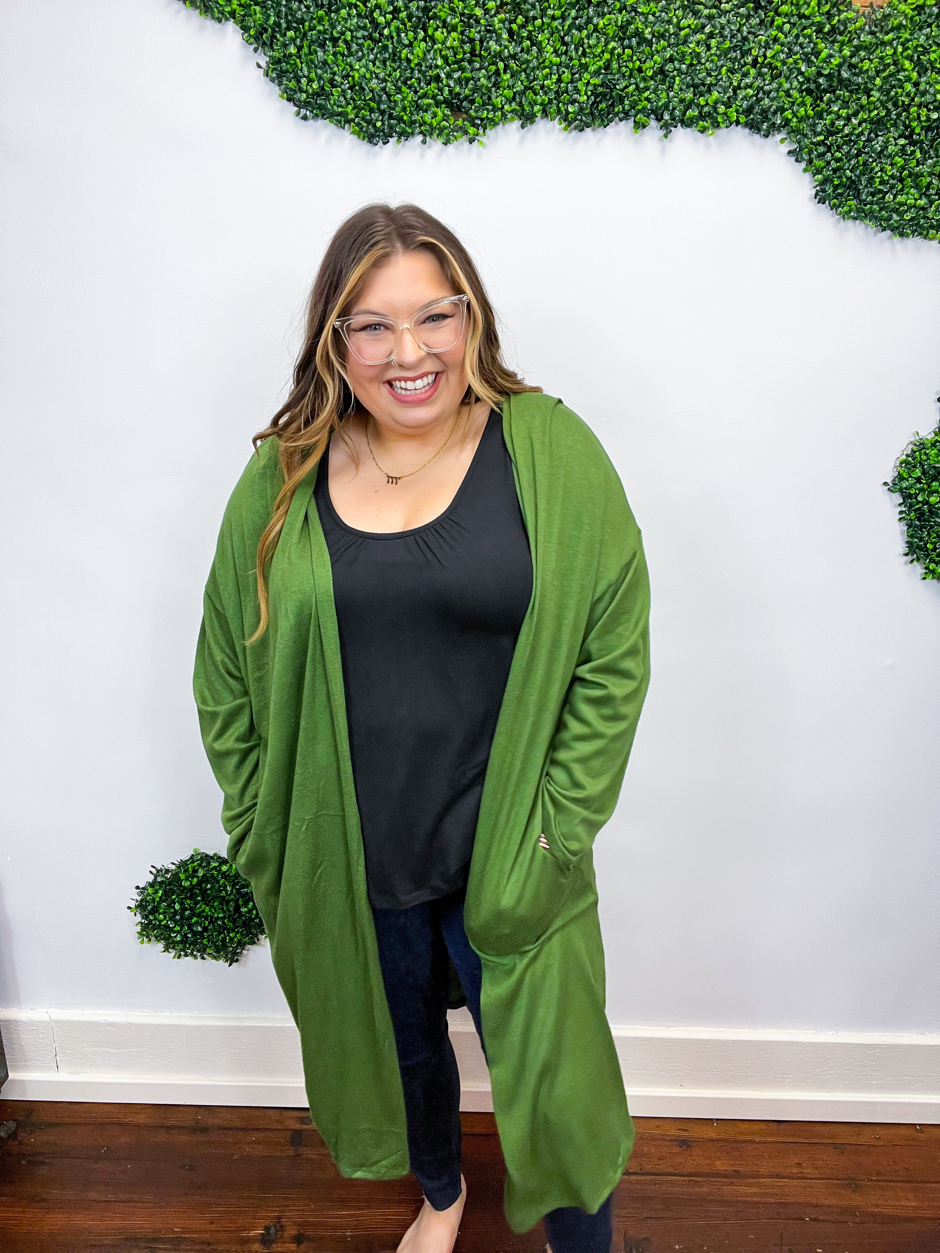 Over The Moon Olive Hacci Long Cardigan