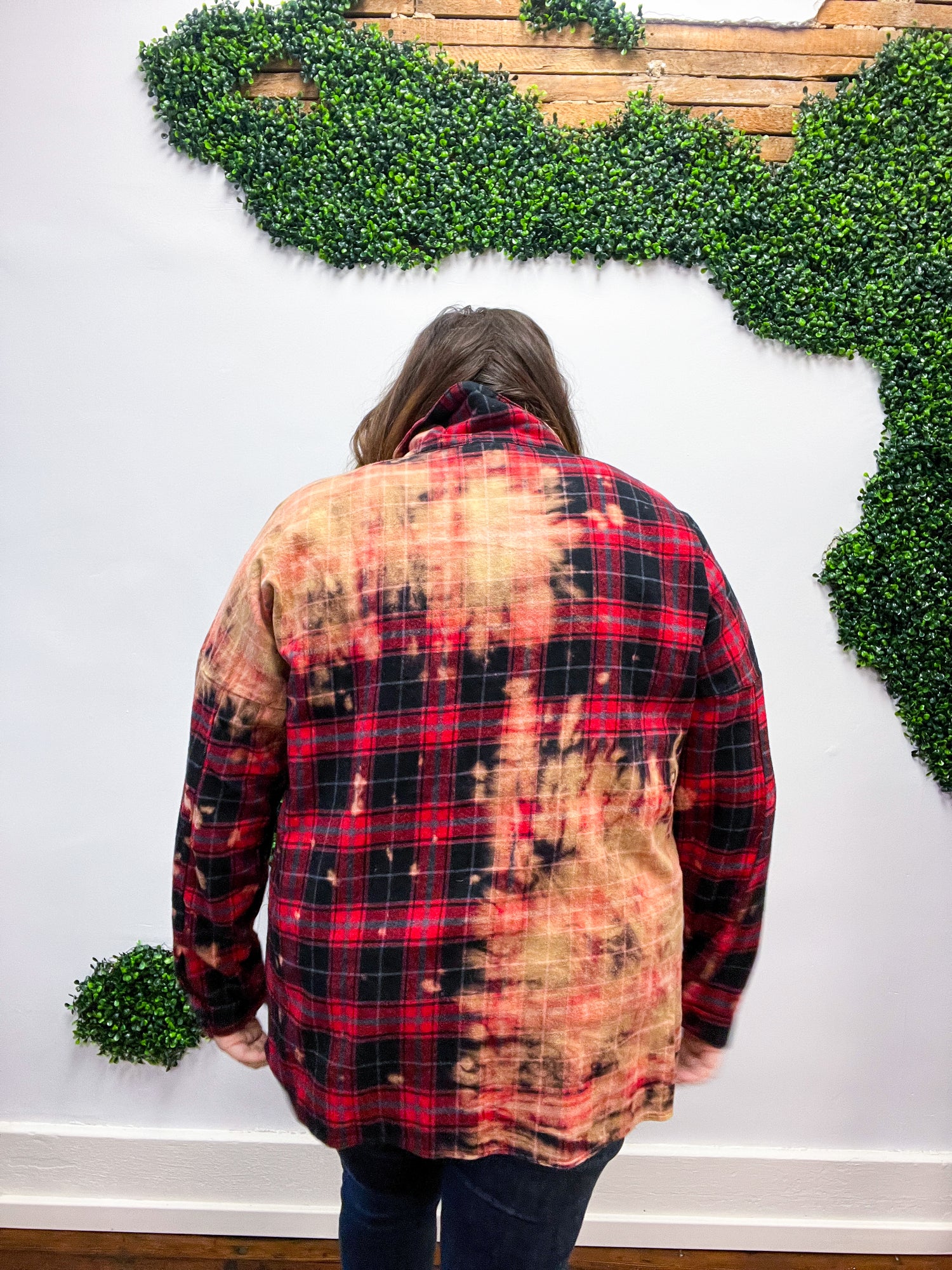 Good Luck Charm Distressed Flannel Button Up Top - Black/Red