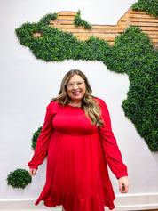 Lady In Red Hacci Fit & Flare Ruffle Dress