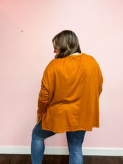Rust Hacci Dolman Pocketed Sweater Top