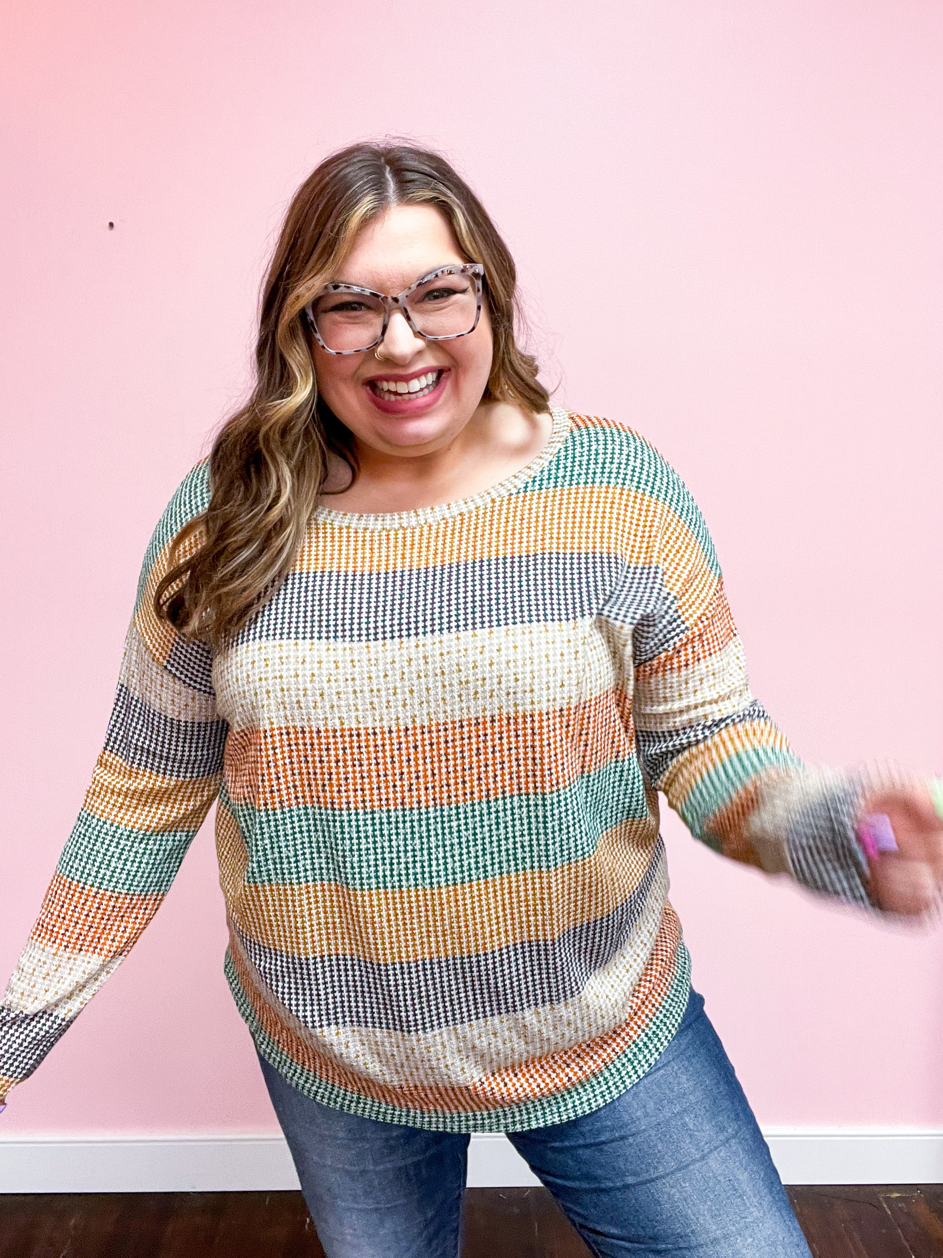 Take My Hand Hunter Green Stripe Vintage Two Tone Top