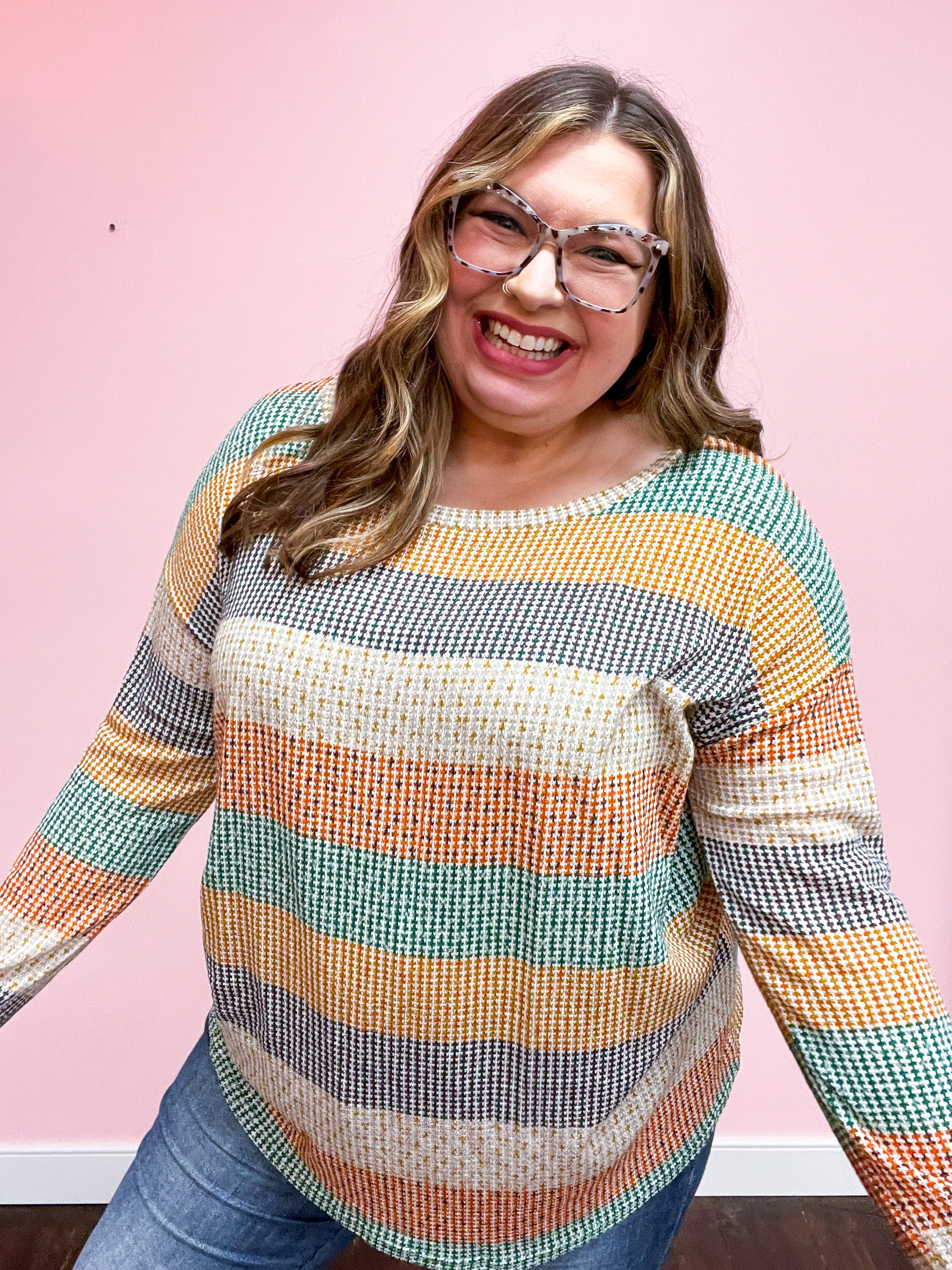 Take My Hand Hunter Green Stripe Vintage Two Tone Top