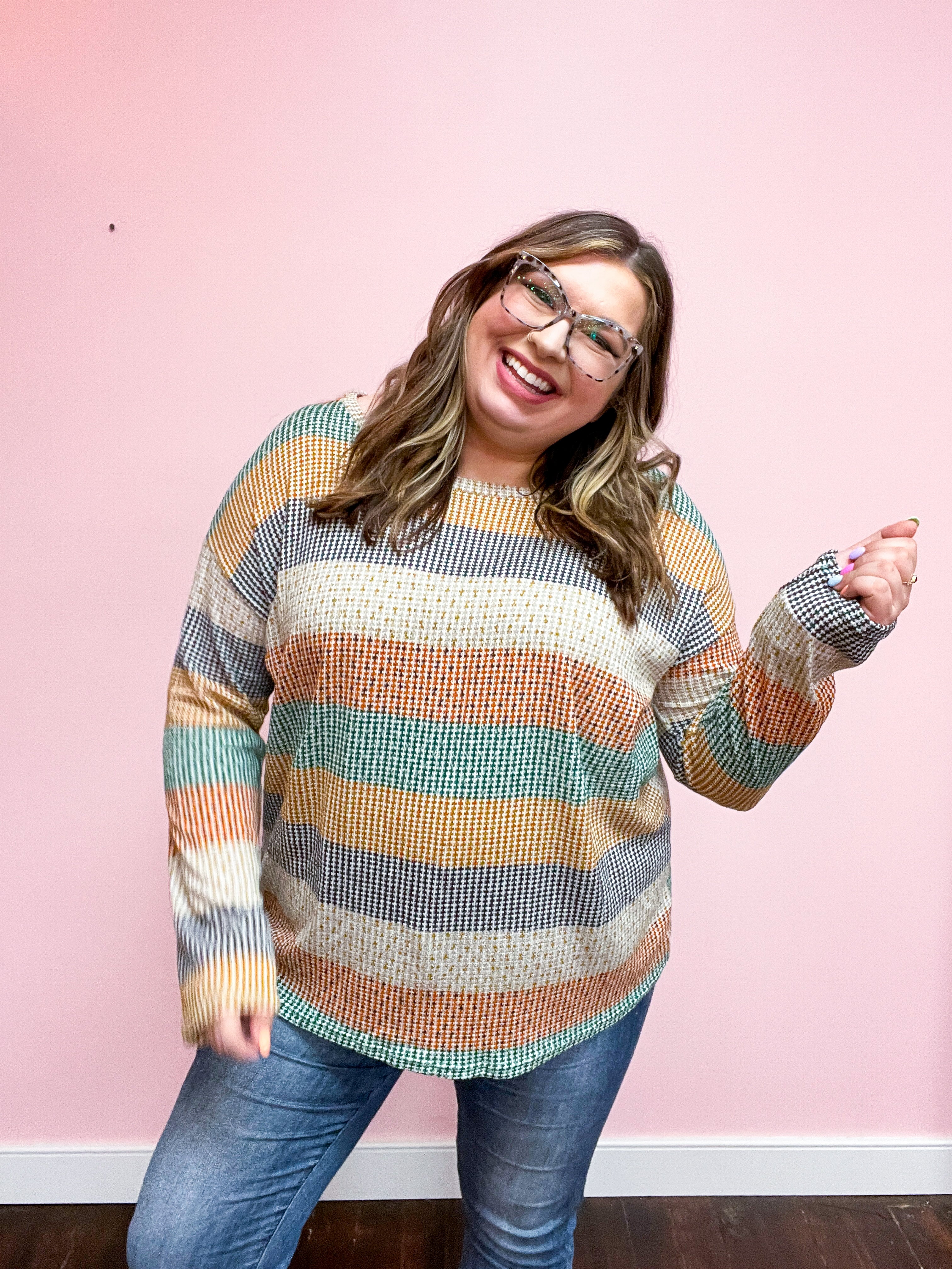 Take My Hand Hunter Green Stripe Vintage Two Tone Top