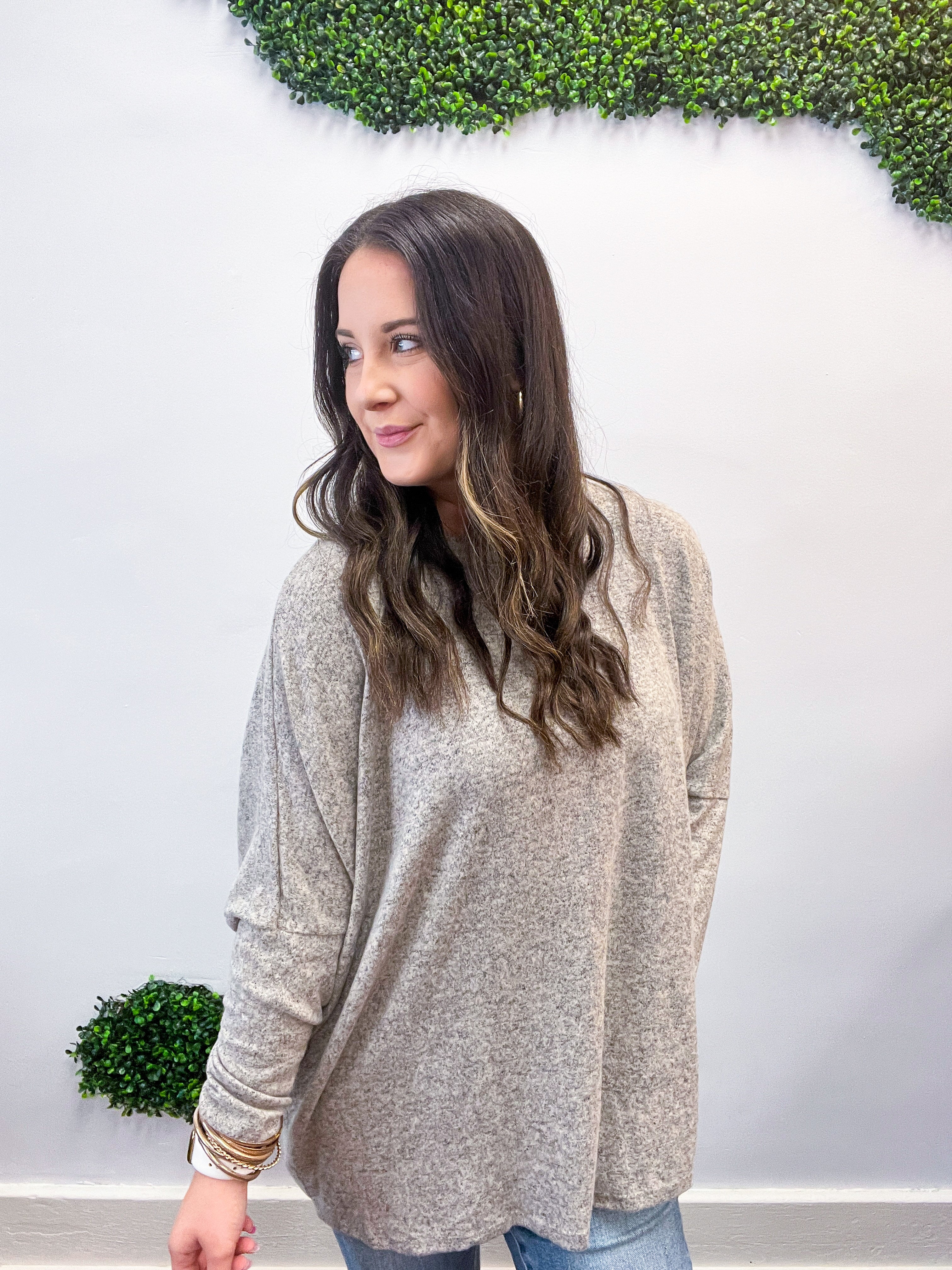 Life Is But A Dream Oversized Sweater Tunic - Oatmeal