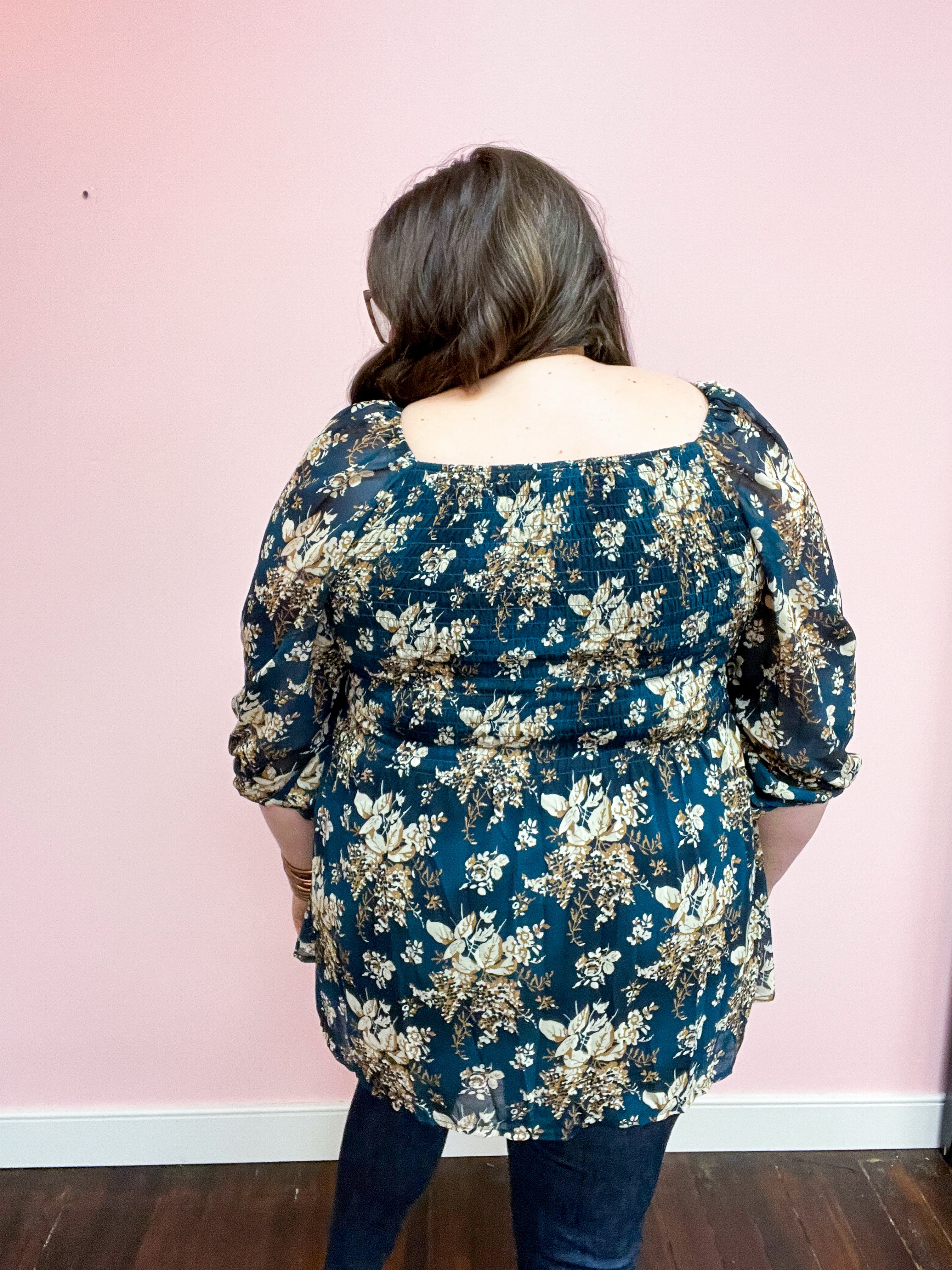 New Beginnings Floral Square Neck Blouse