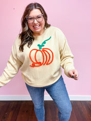 Taupe Embroidered Pumpkin Oversized Sweater