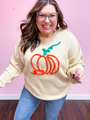 Taupe Embroidered Pumpkin Oversized Sweater