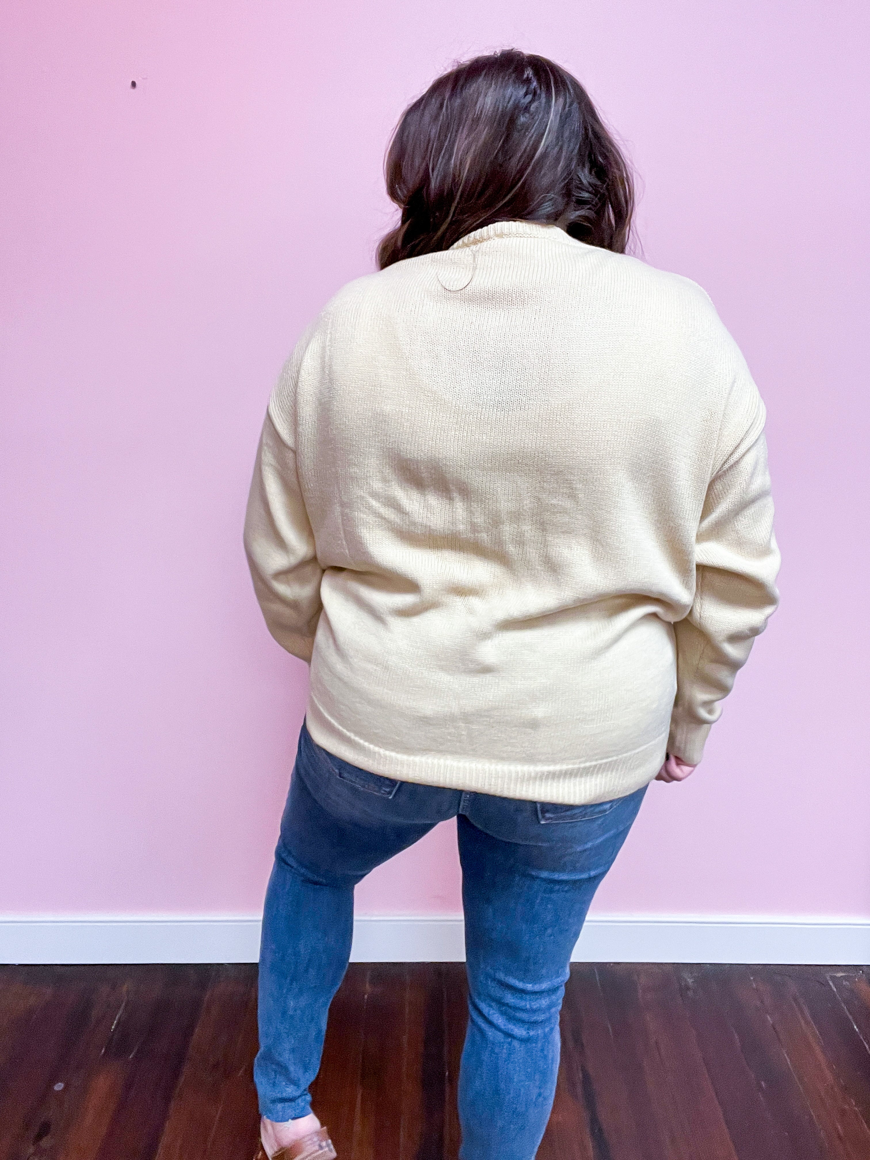 Taupe Embroidered Pumpkin Oversized Sweater