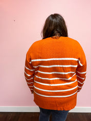 Stand Out Rust Striped Oversized Knit Sweater