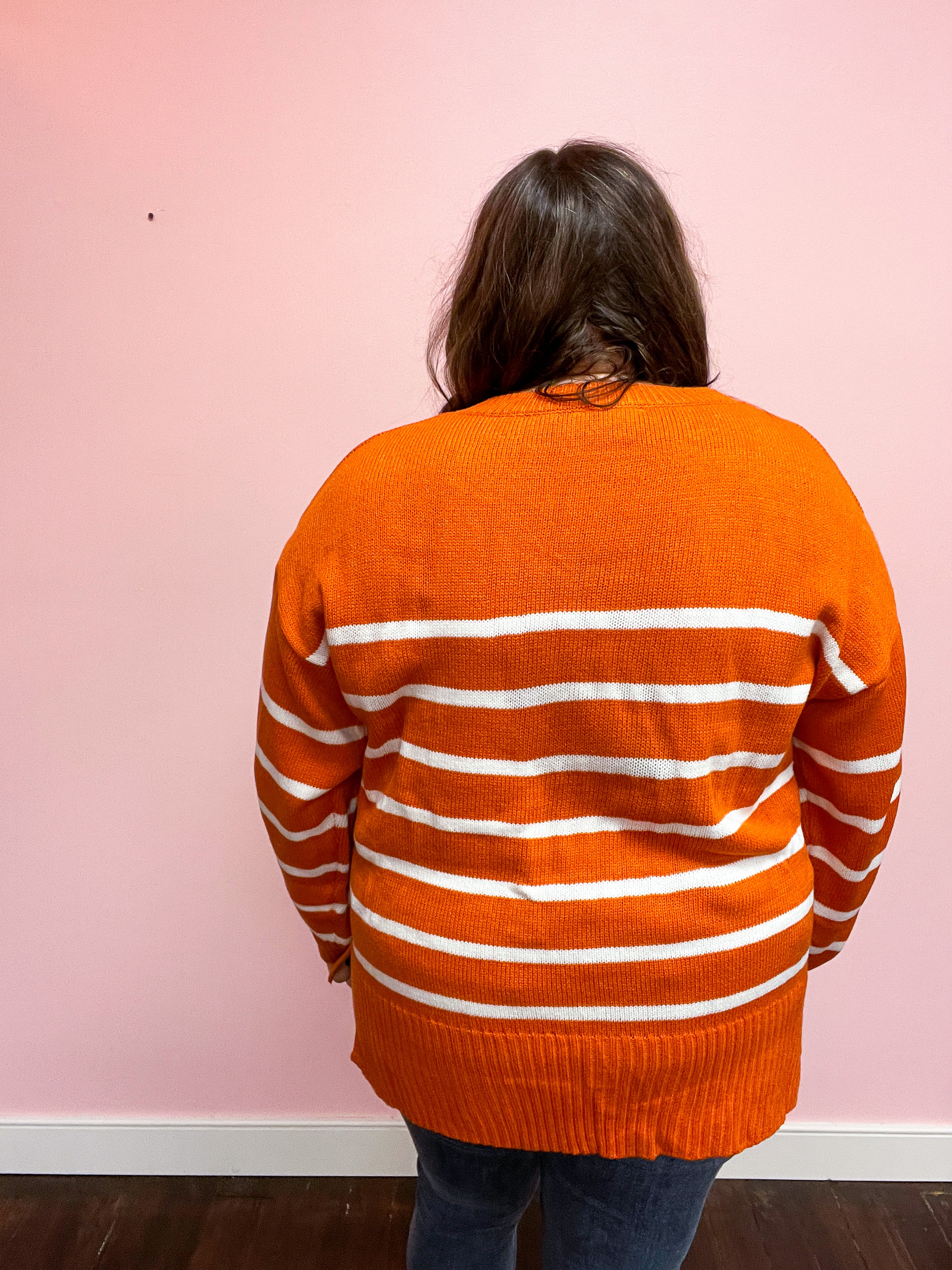 Stand Out Rust Striped Oversized Knit Sweater