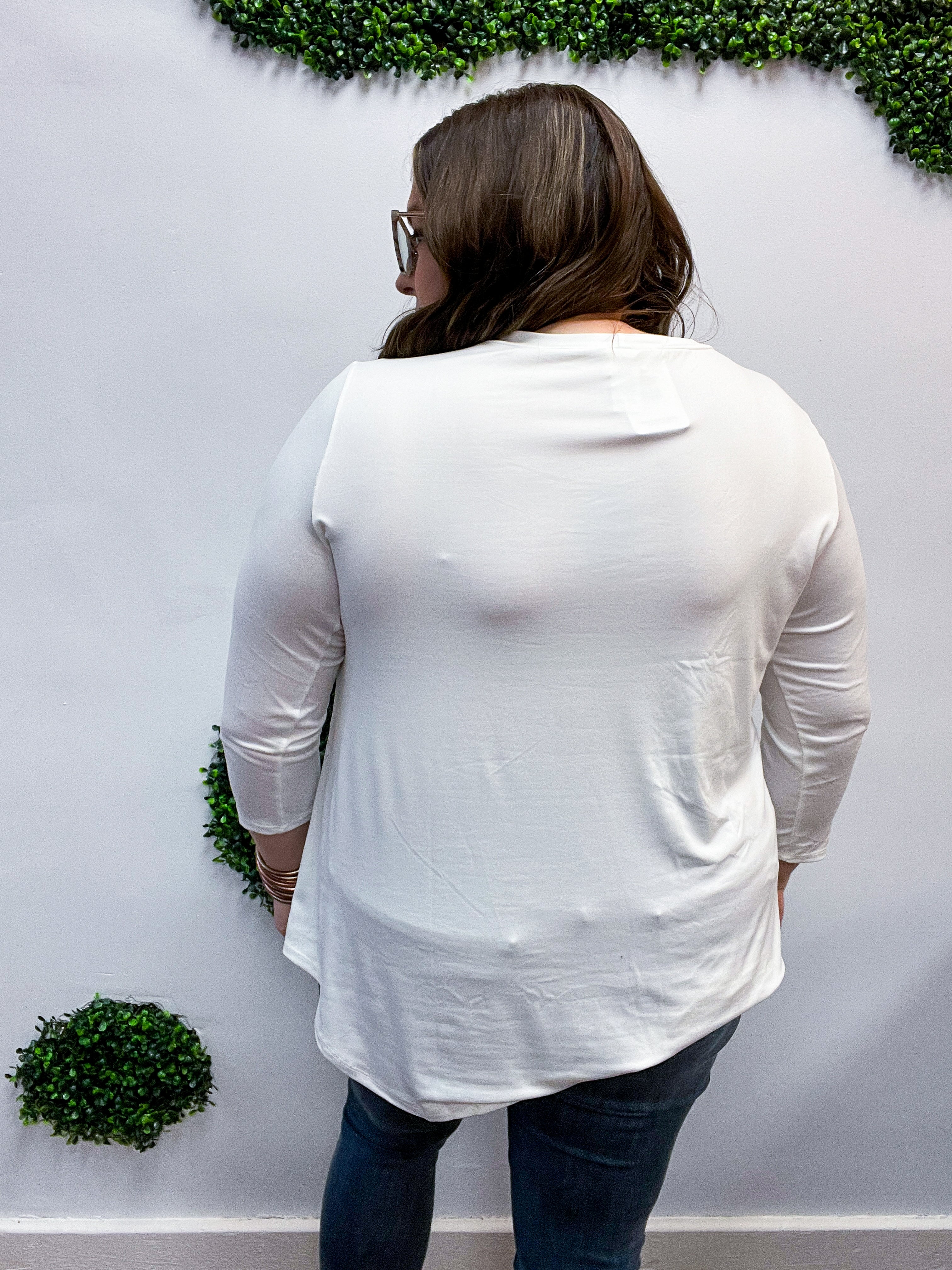 Essential Butter Soft Round Neck 3/4 Sleeve Top - Ivory *FINAL SALE*