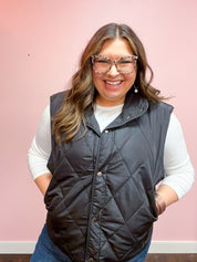 Loving Layers Black Snap Button Quilted Puffer Vest