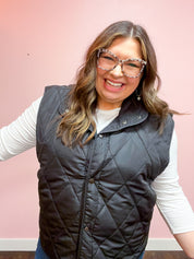 Loving Layers Black Snap Button Quilted Puffer Vest