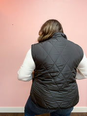 Loving Layers Black Snap Button Quilted Puffer Vest