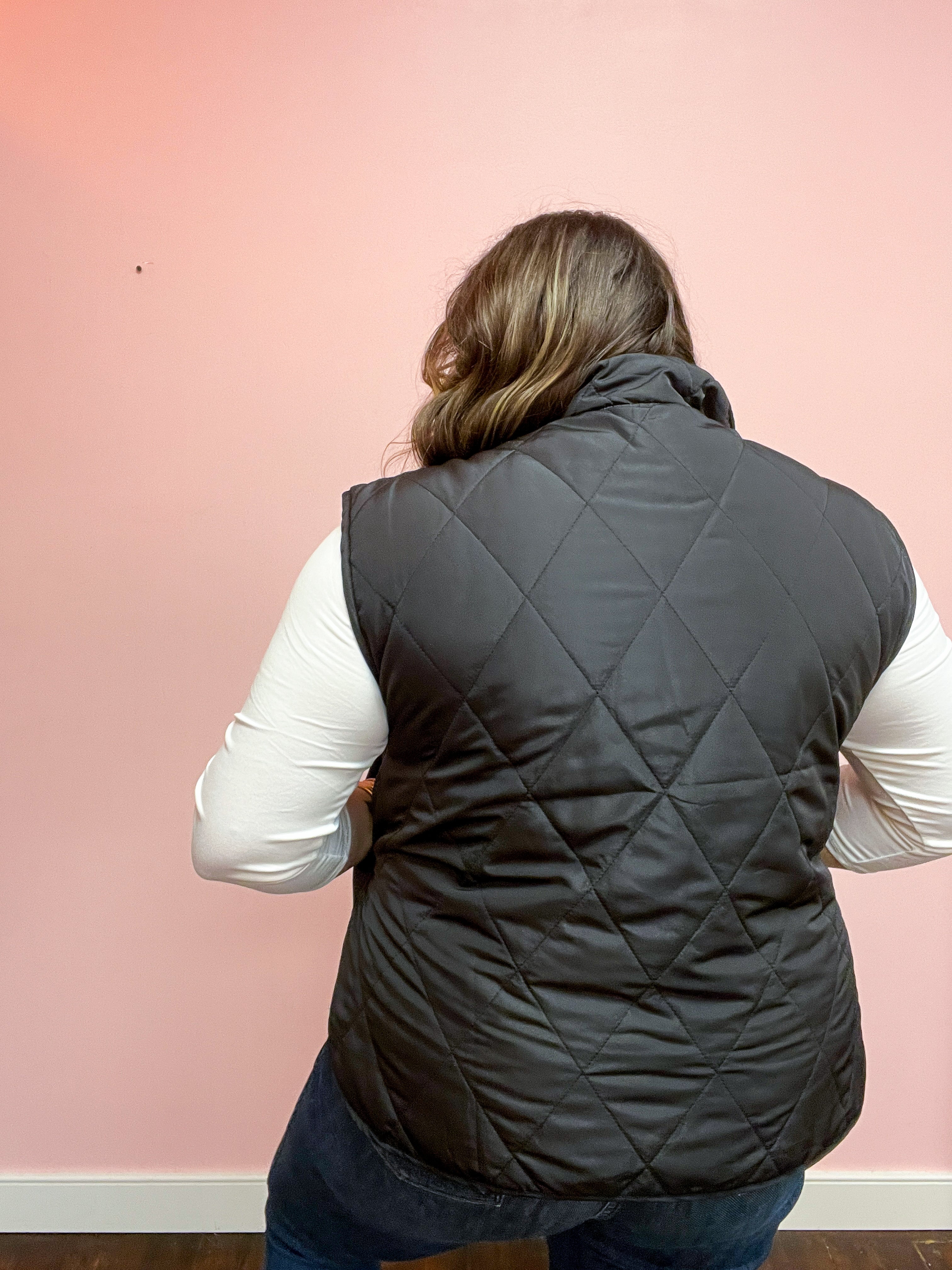 Loving Layers Black Snap Button Quilted Puffer Vest