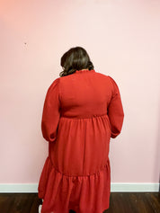 Twilight Temptation Spice Notched Neck Frill Hem Tiered Maxi Dress