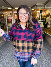 Plaid Perfection Notched Neck Hoodie