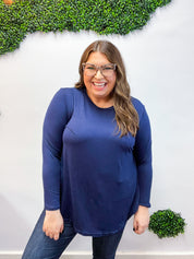 Essential Butter Soft Round Neck Long Sleeve Top - Navy *FINAL SALE*