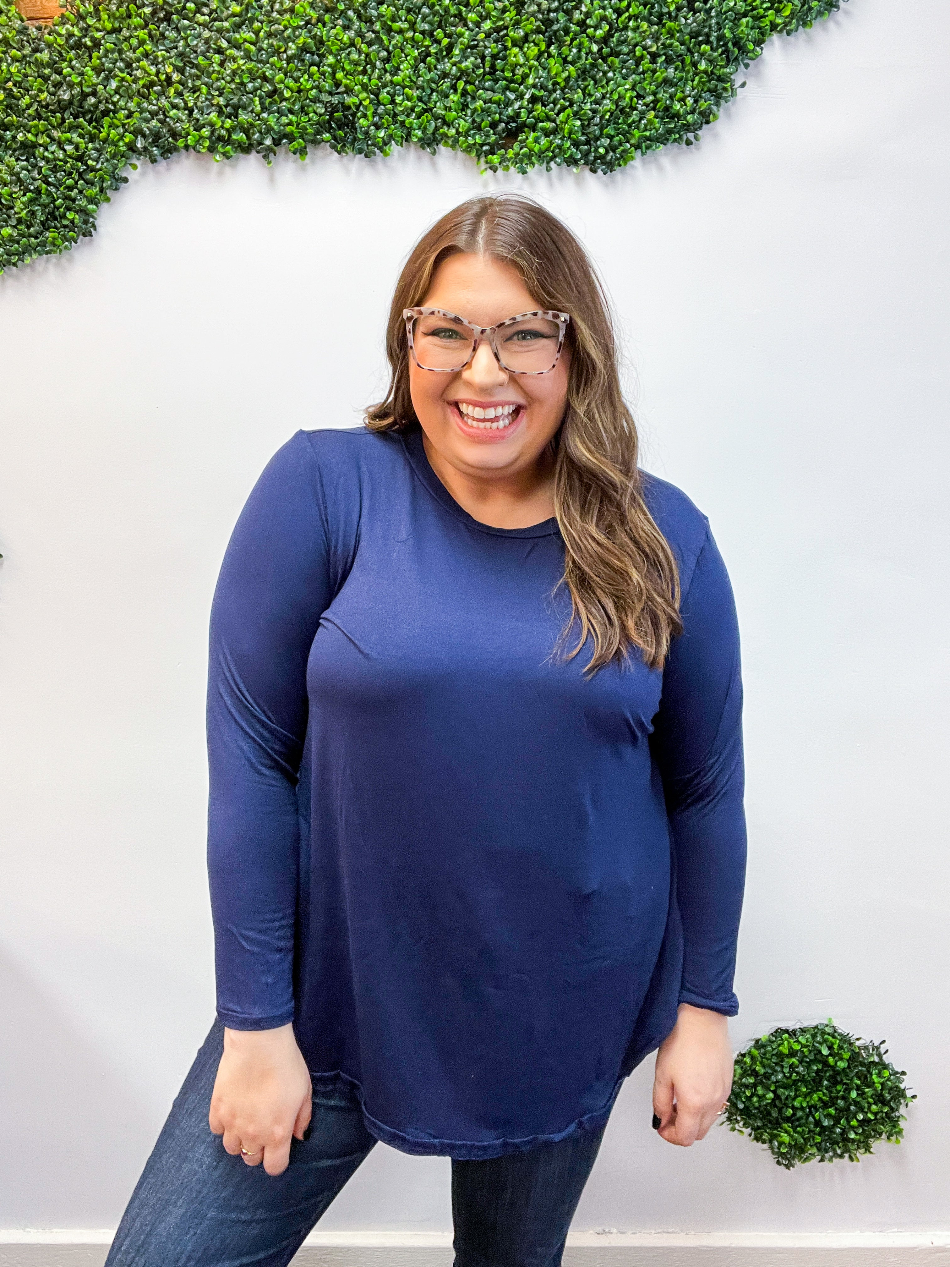 Essential Butter Soft Round Neck Long Sleeve Top - Navy *FINAL SALE*