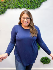 Essential Butter Soft Round Neck Long Sleeve Top - Navy *FINAL SALE*
