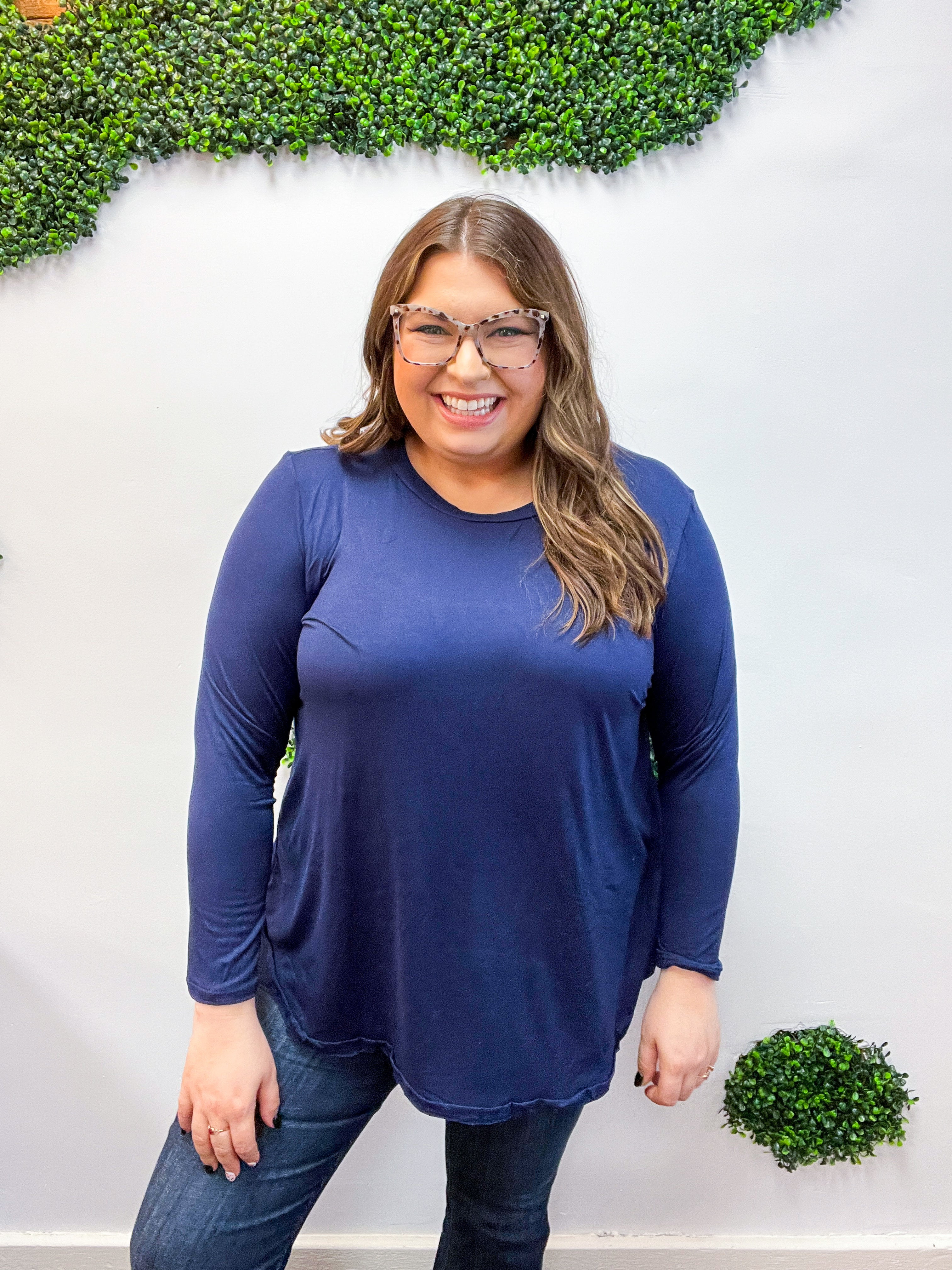 Essential Butter Soft Round Neck Long Sleeve Top - Navy *FINAL SALE*