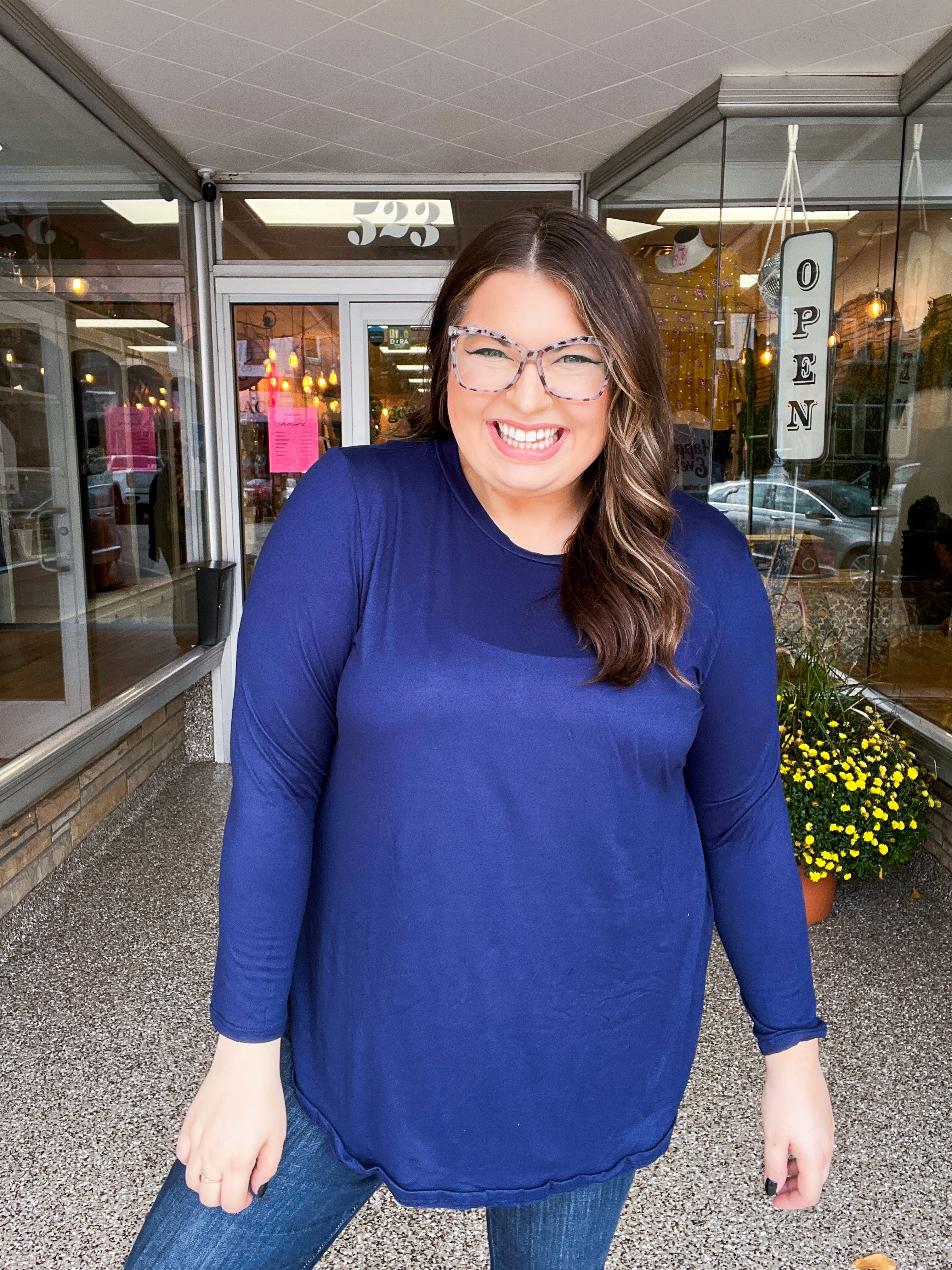 Essential Butter Soft Round Neck Long Sleeve Top - Navy *FINAL SALE*