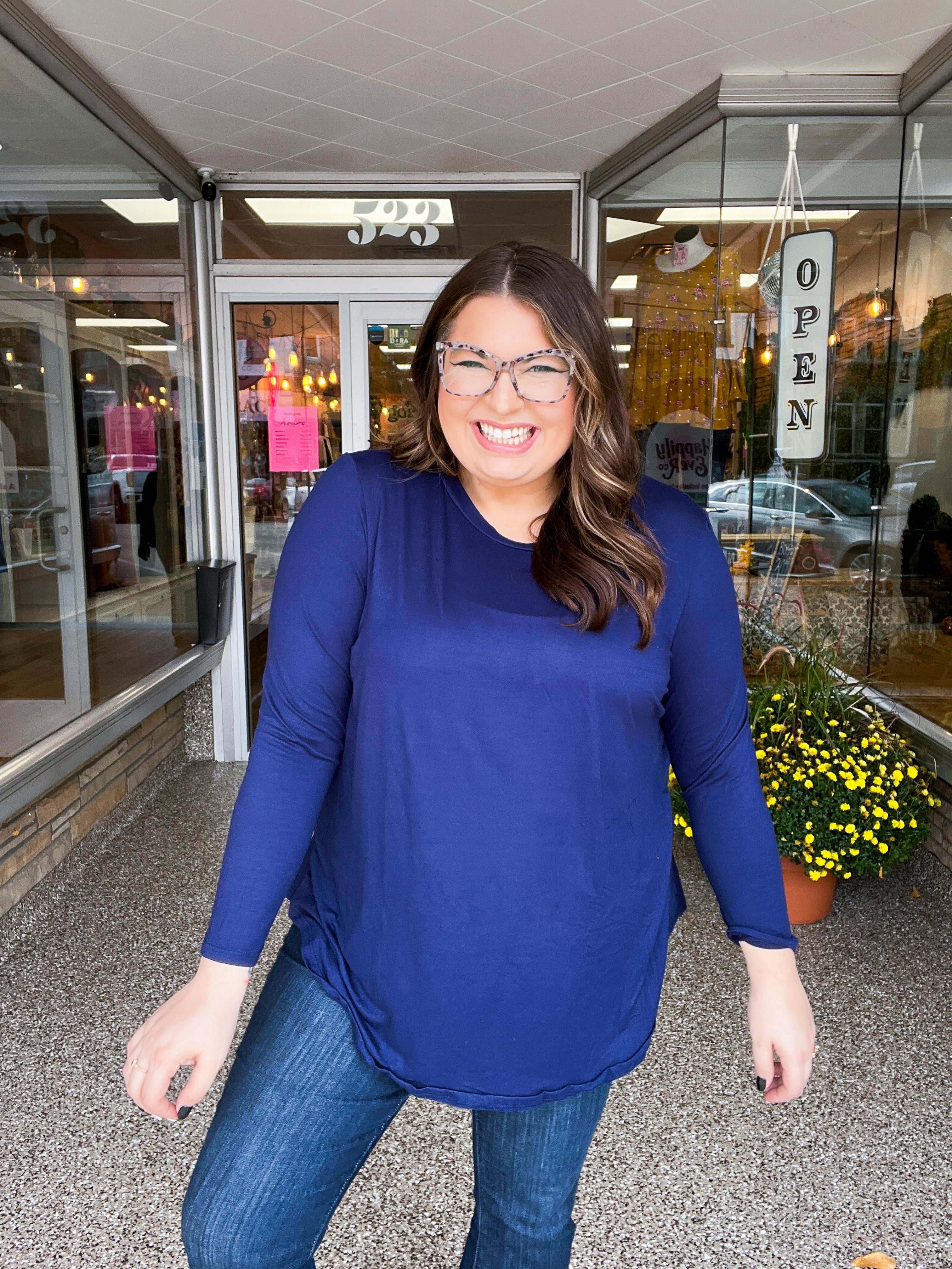 Essential Butter Soft Round Neck Long Sleeve Top - Navy *FINAL SALE*