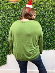 Jolly Nutcracker Hacci Sweater Top - Olive