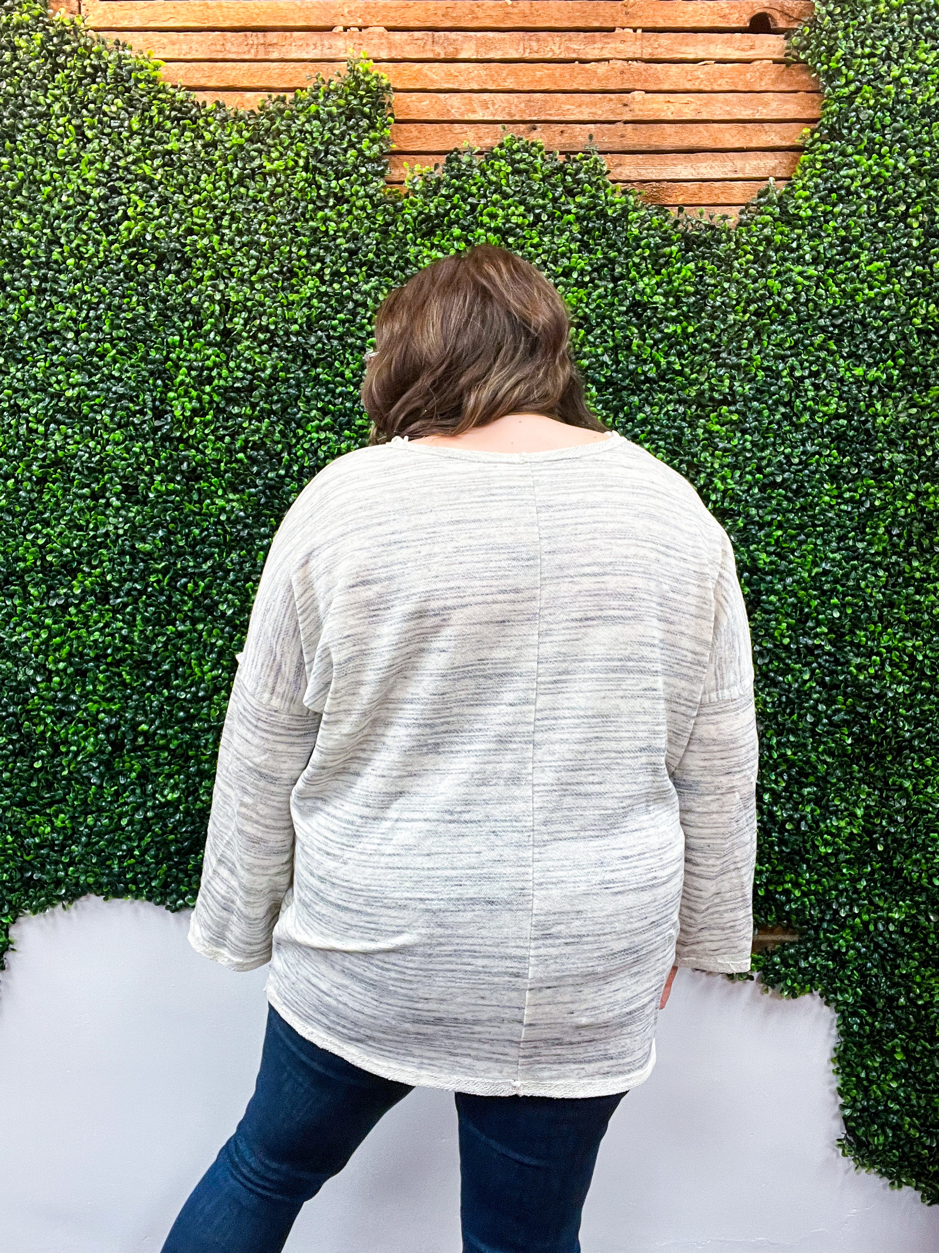 Coastal Breeze Contrast Seaming Wide Sleeve Pullover - Oatmeal *FINAL SALE*