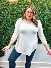 Essential Butter Soft V Neck Long Sleeve Top - Ivory *FINAL SALE*