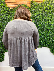 Soft Allure Waffle Babydoll Top - Charcoal *FINAL SALE*