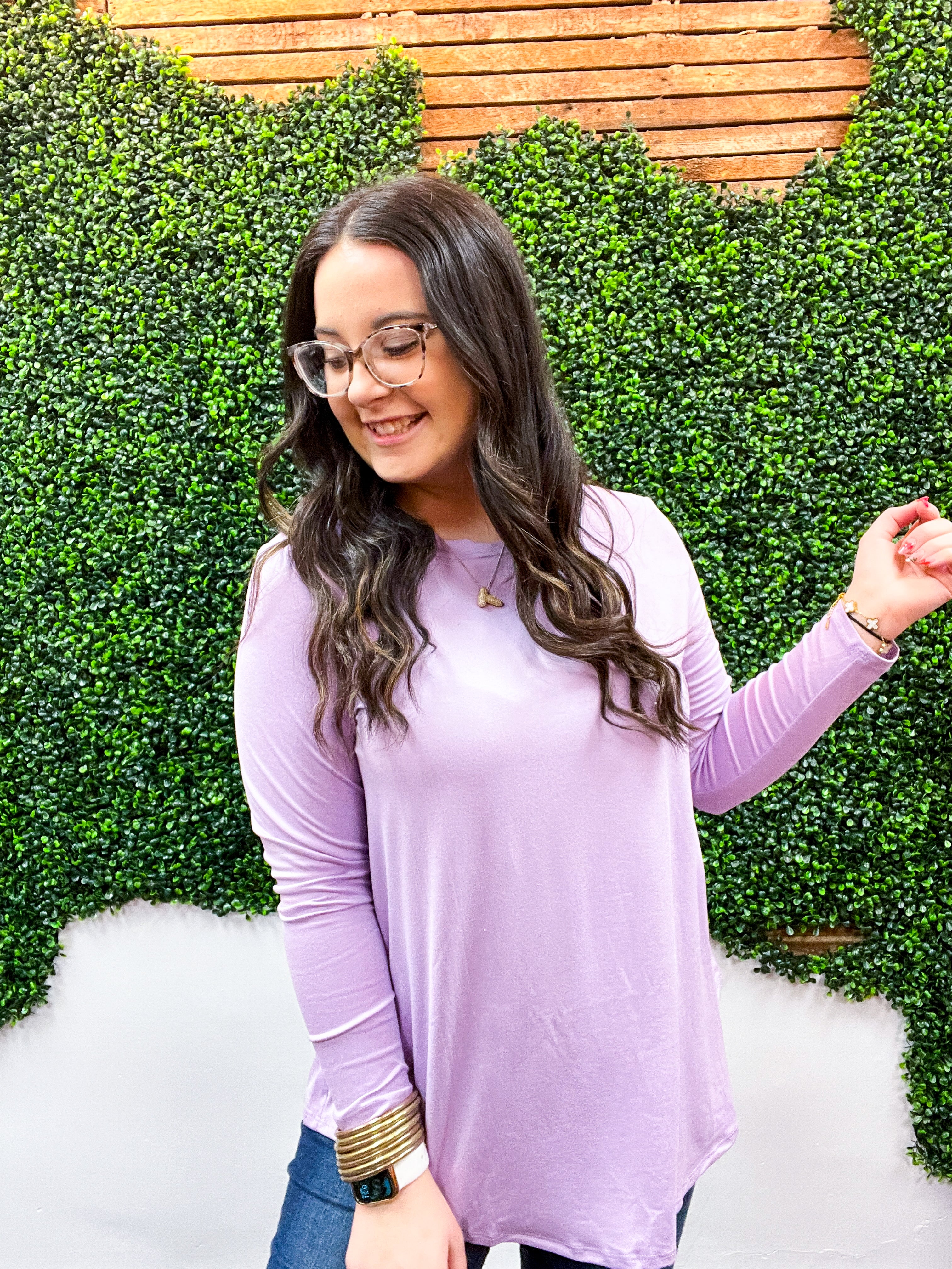 Essential Butter Soft Round Neck Long Sleeve Top - Lavender *FINAL SALE*