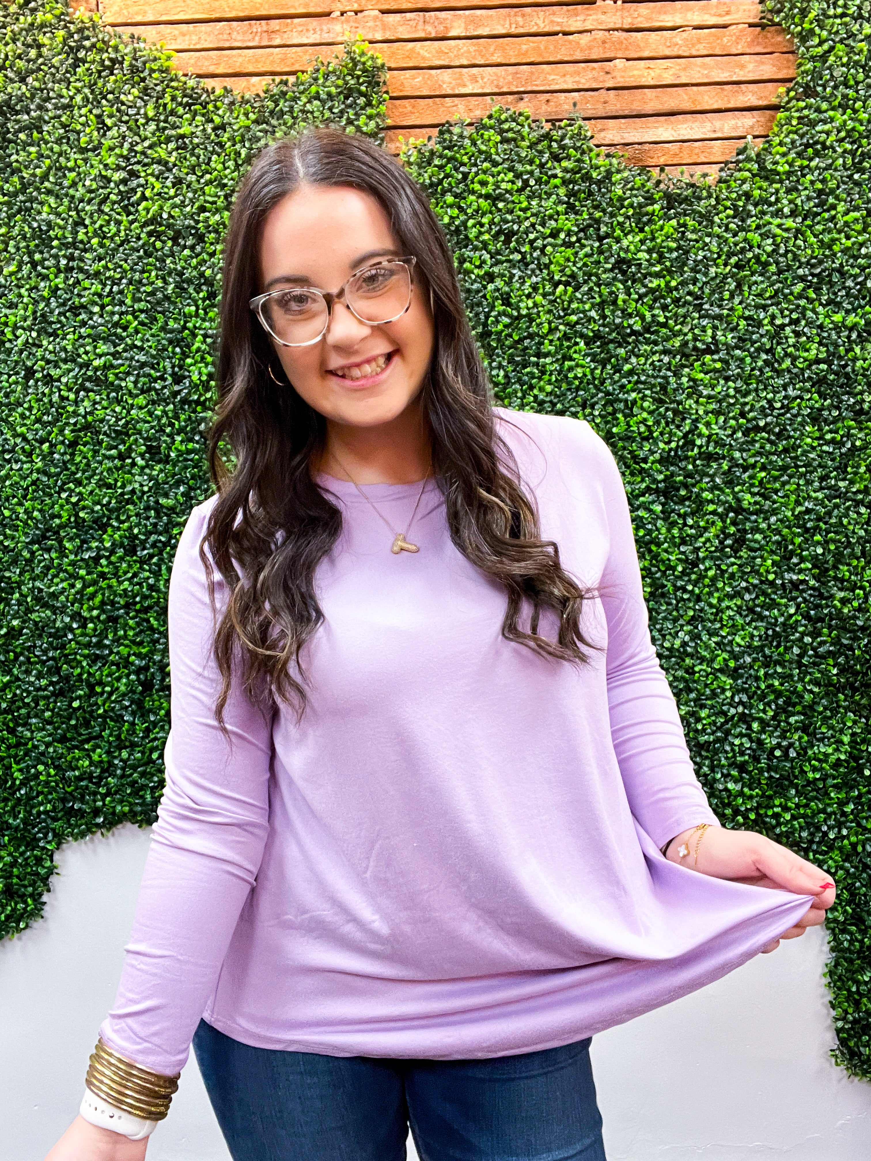 Essential Butter Soft Round Neck Long Sleeve Top - Lavender *FINAL SALE*