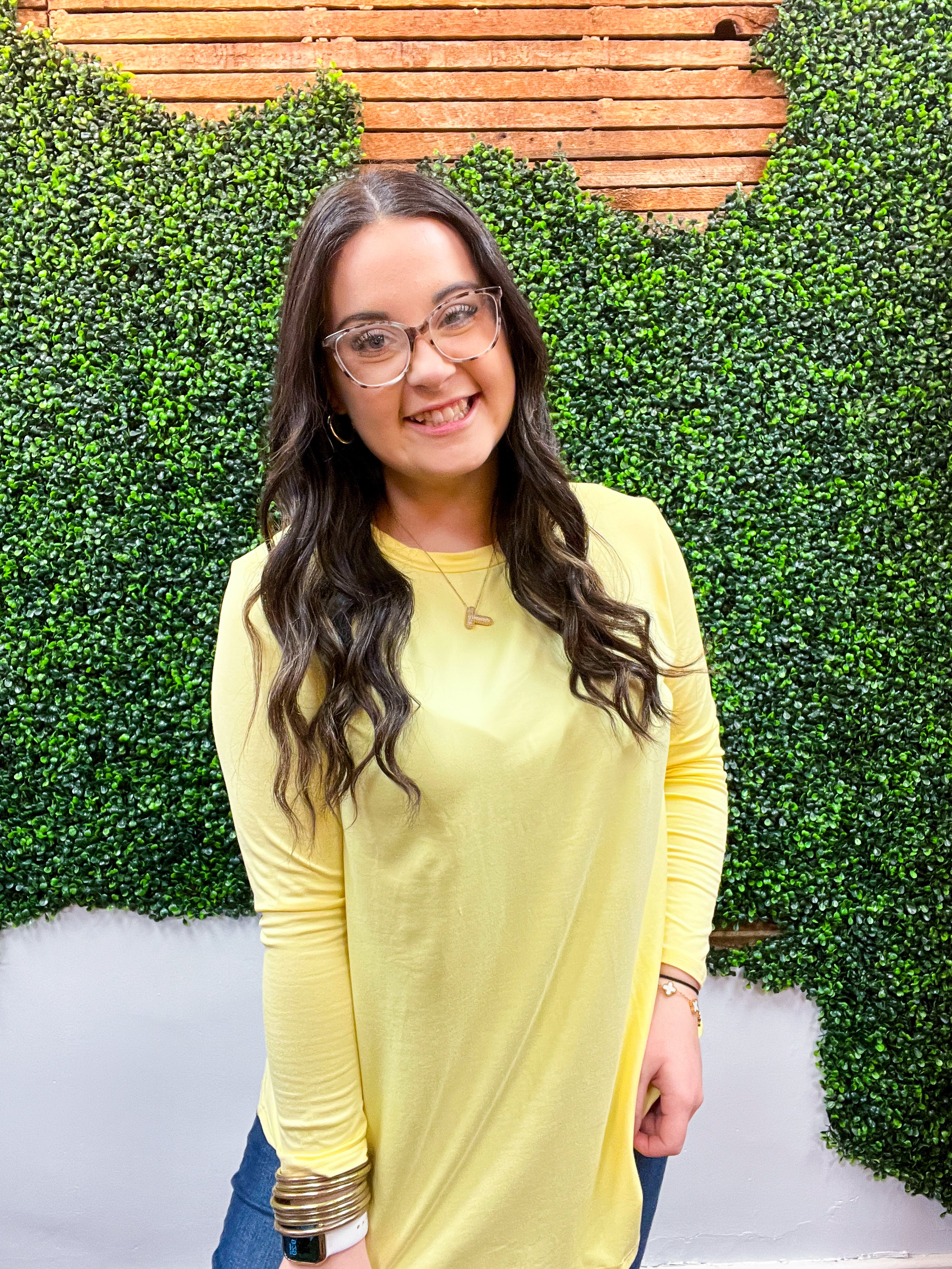 Essential Butter Soft Round Neck Long Sleeve Top - Banana *FINAL SALE*