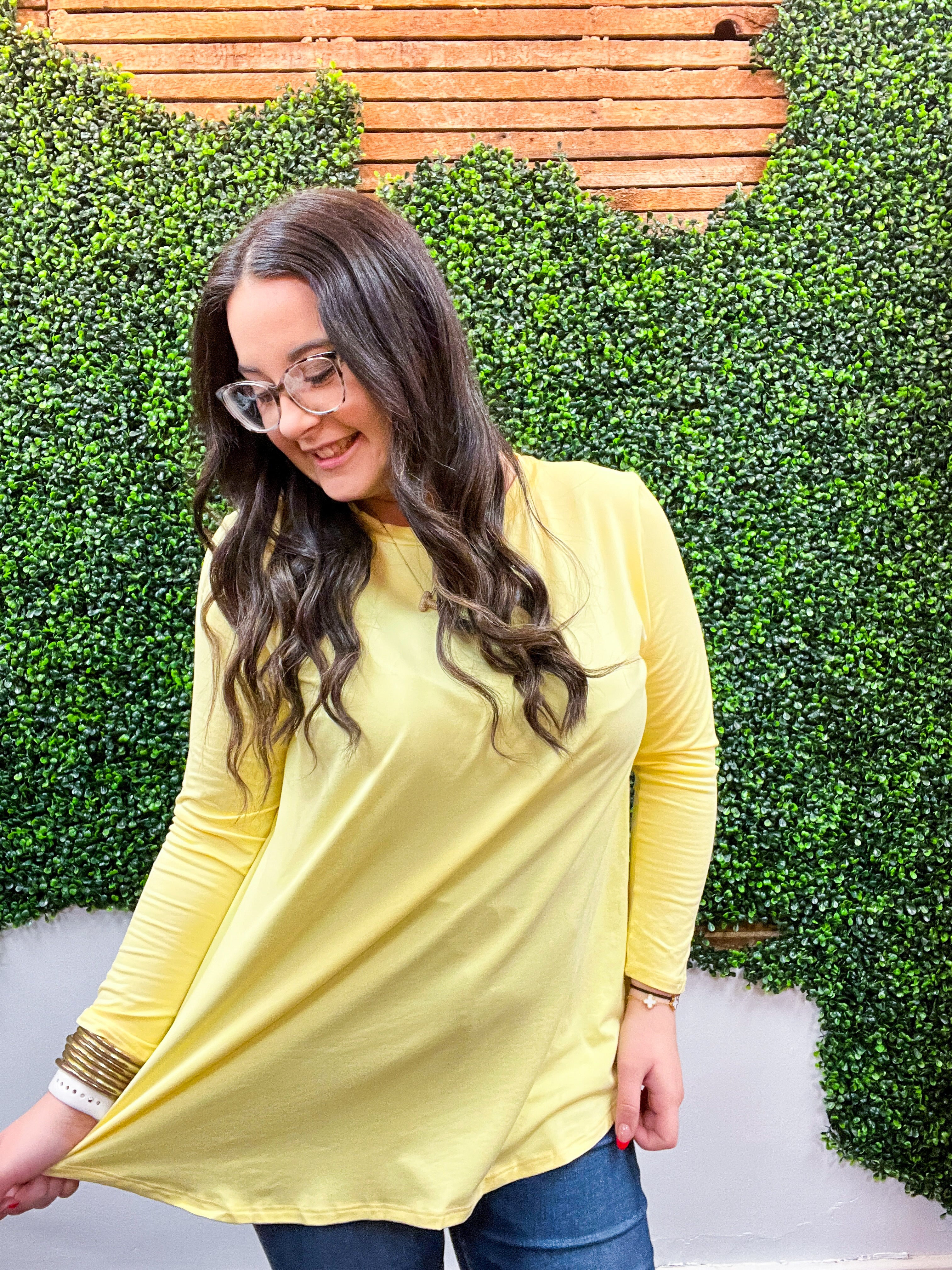 Essential Butter Soft Round Neck Long Sleeve Top - Banana *FINAL SALE*