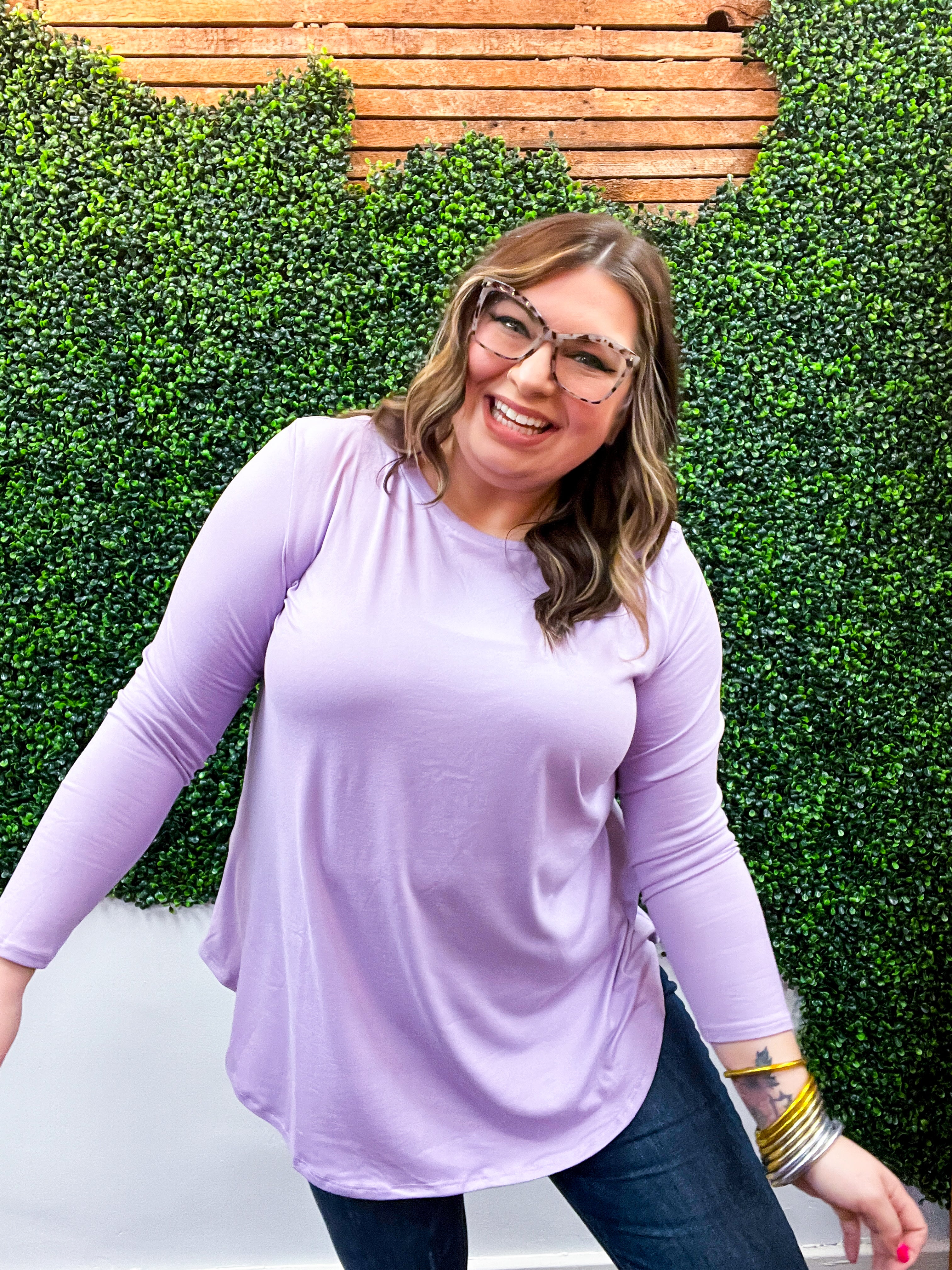 Essential Butter Soft Round Neck Long Sleeve Top - Lavender *FINAL SALE*